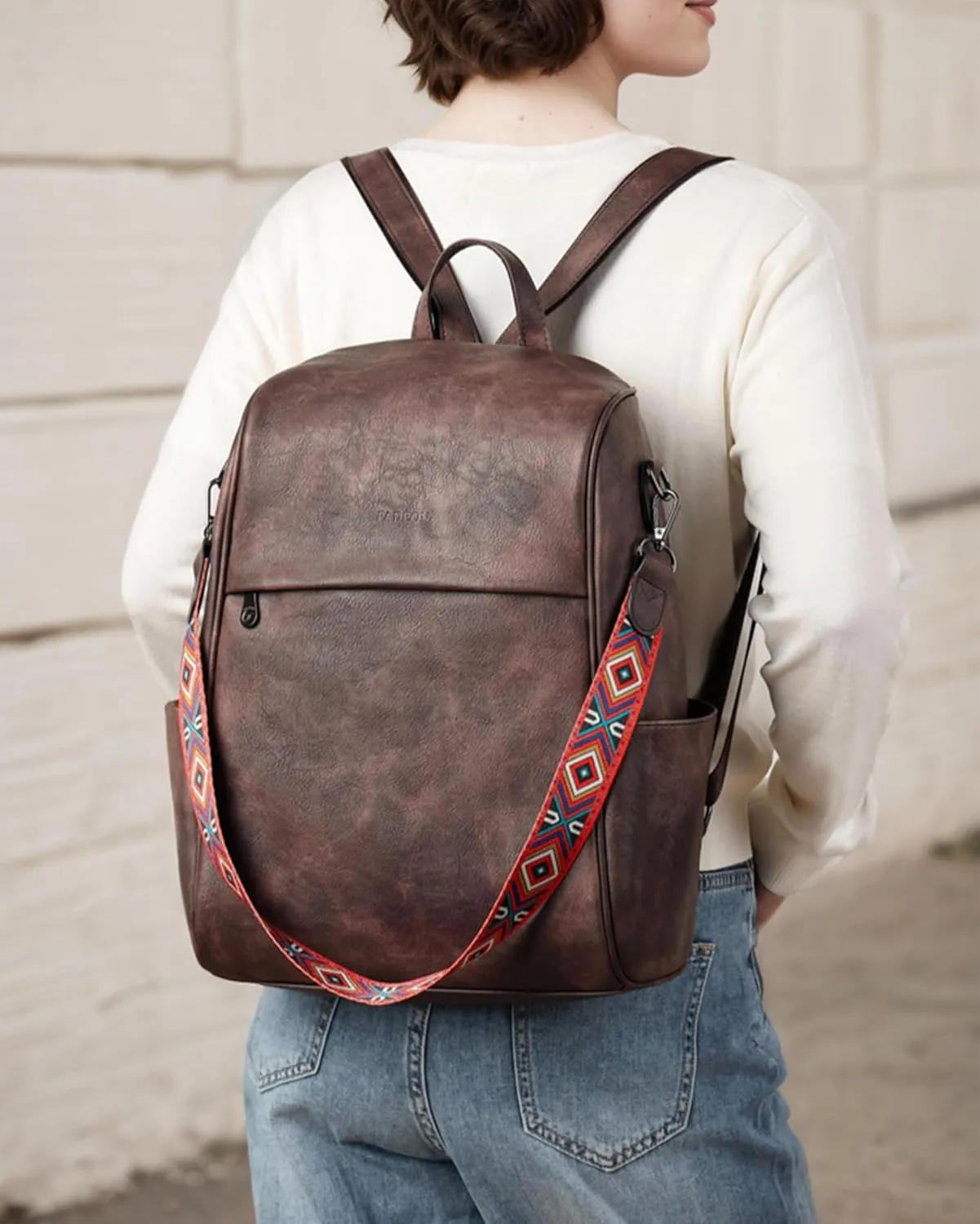 FADEON Leather Backpack Purse for Women Designer Travel Backpack Purses PU Fashion Ladies Shoulder Bag with Tassel