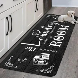 Farmhouse Laundry Room Rug Runner Organization 20"x59" Non Slip Mat Text Design Rug Machine Washable and Large Bathroom Rugs Stylish Versatile Laundry Room Rugs Decor