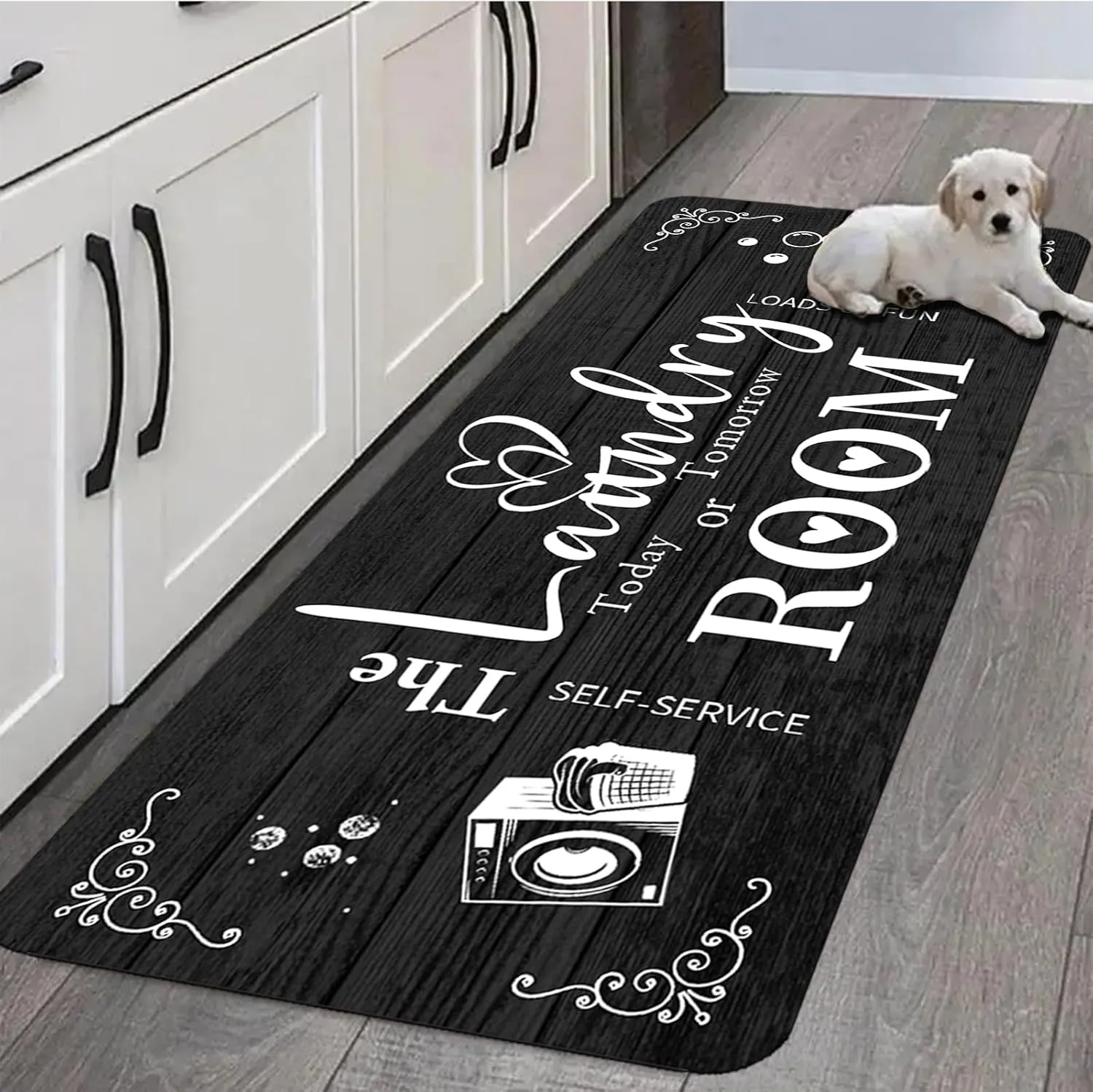 Farmhouse Laundry Room Rug Runner Organization 20"x59" Non Slip Mat Text Design Rug Machine Washable and Large Bathroom Rugs Stylish Versatile Laundry Room Rugs Decor