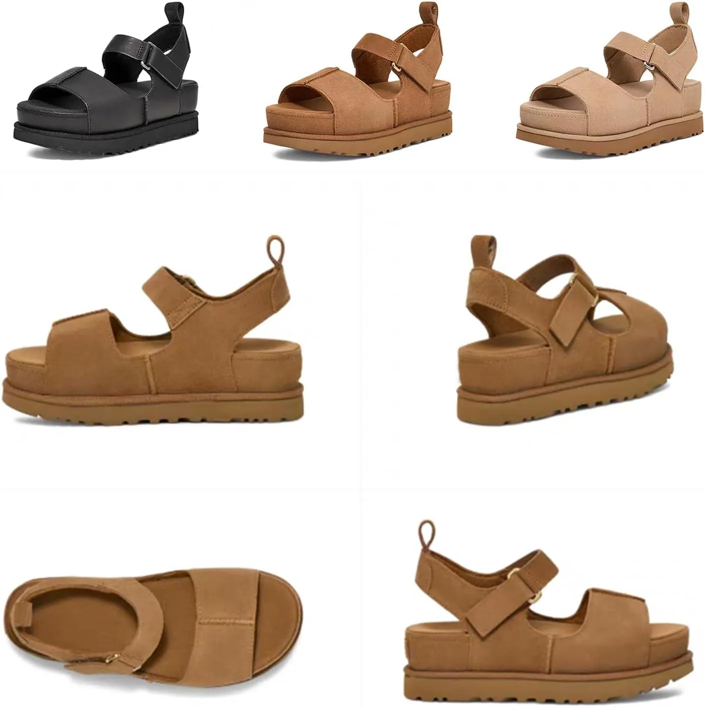 Fashion Suede Platform Sandals for Women's Casual Adjustable Indoor Non Slip Comfortable Outdoor Women's Mules & Clogs