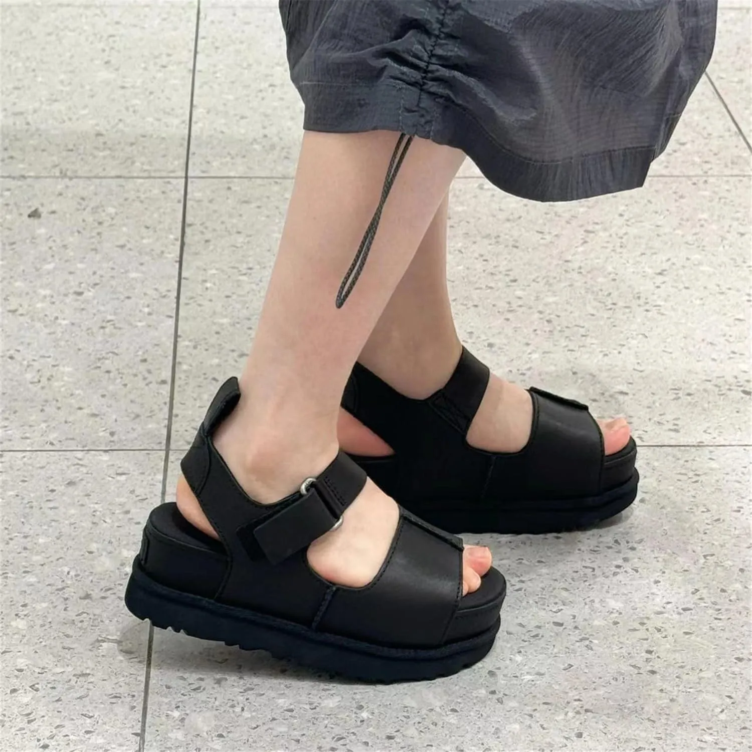 Fashion Suede Platform Sandals for Women's Casual Adjustable Indoor Non Slip Comfortable Outdoor Women's Mules & Clogs