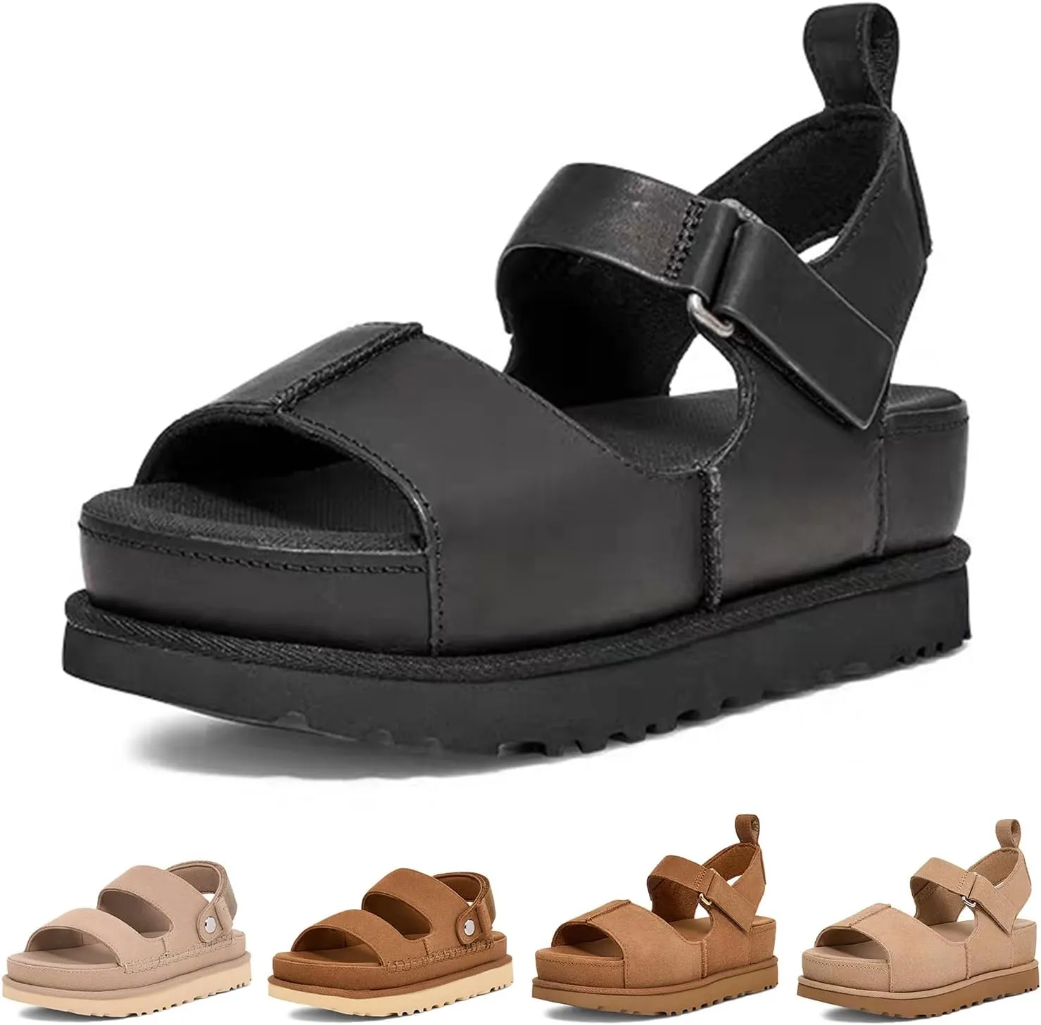 Fashion Suede Platform Sandals for Women's Casual Adjustable Indoor Non Slip Comfortable Outdoor Women's Mules & Clogs