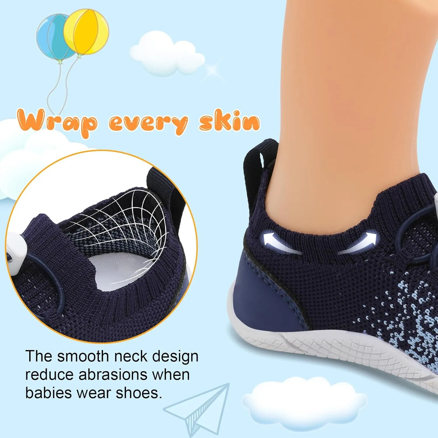 FEETCITY Baby Shoes Boys Girls First Walking Shoes Infant Sneakers Crib Shoes Breathable Lightweight Slip On Shoes