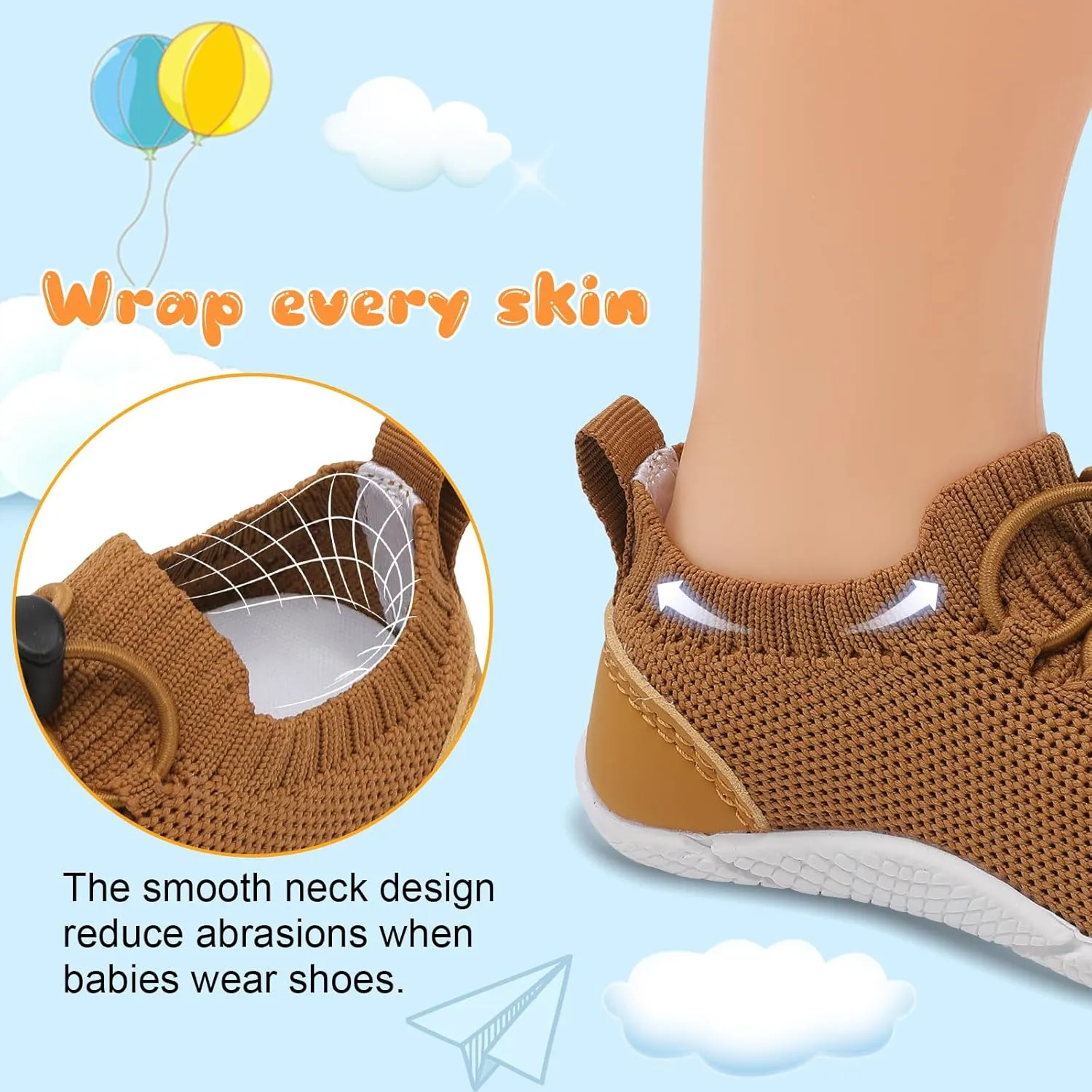 FEETCITY Baby Shoes Boys Girls First Walking Shoes Infant Sneakers Crib Shoes Breathable Lightweight Slip On Shoes