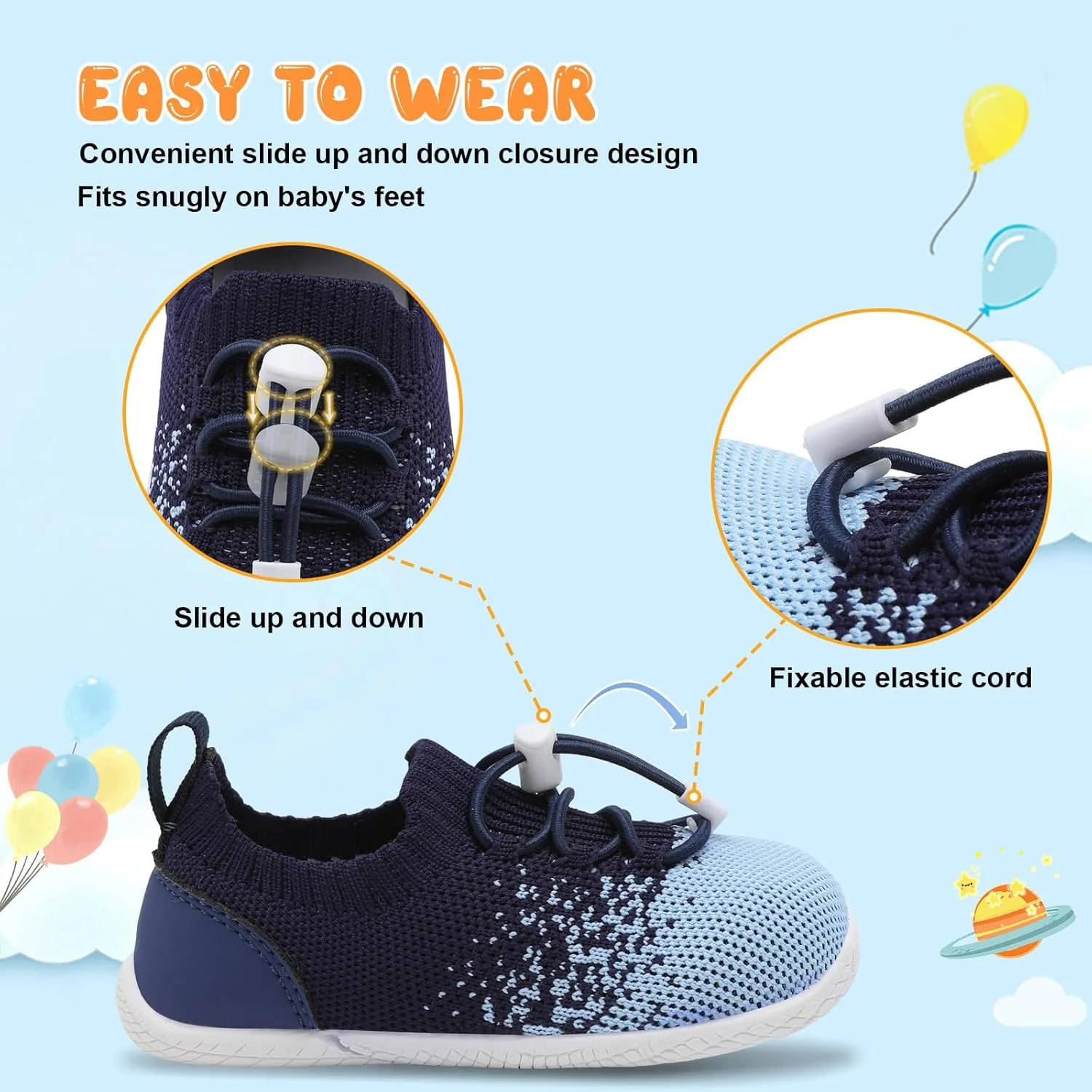 FEETCITY Baby Shoes Boys Girls First Walking Shoes Infant Sneakers Crib Shoes Breathable Lightweight Slip On Shoes