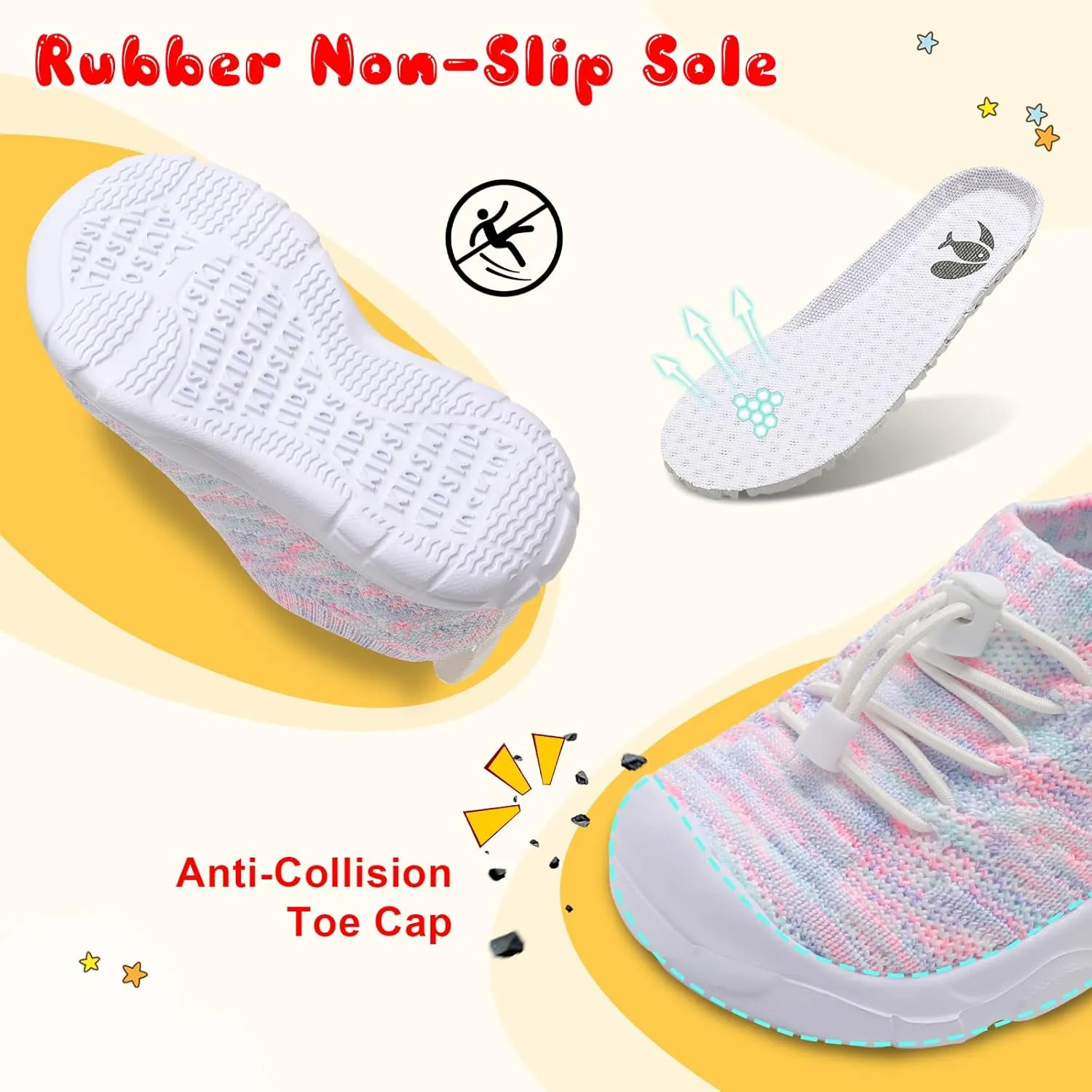 FEETCITY Toddler Slip On Shoes Boys Girls Wide Toddler Tennis Shoes Sports Walking Sneakers