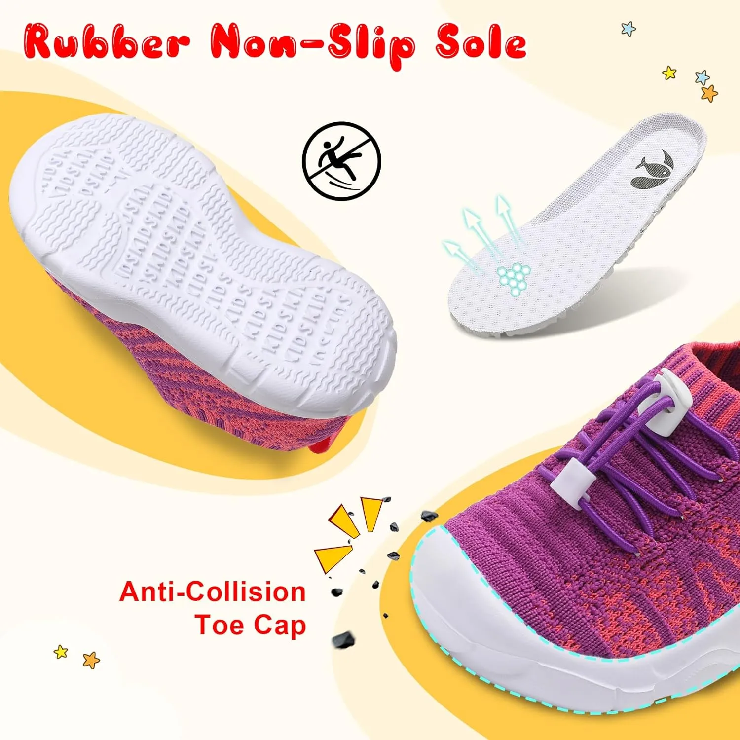 FEETCITY Toddler Slip On Shoes Boys Girls Wide Toddler Tennis Shoes Sports Walking Sneakers