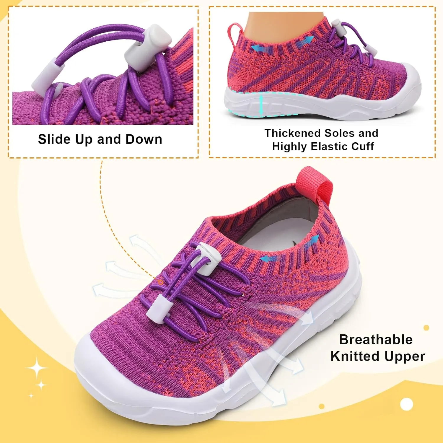 FEETCITY Toddler Slip On Shoes Boys Girls Wide Toddler Tennis Shoes Sports Walking Sneakers