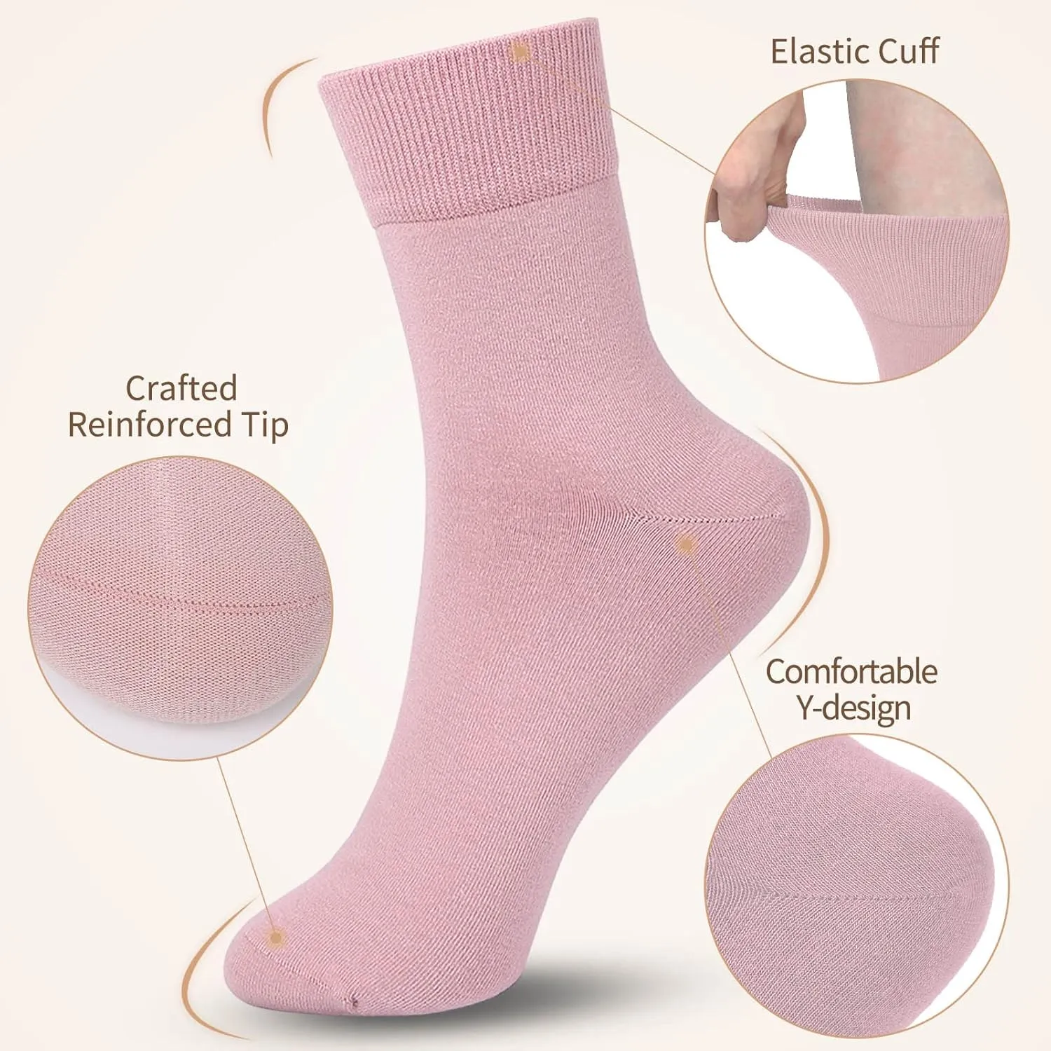 FGZ Women Thin Cotton Socks, Soft Cotton Bootie Socks Women Above Ankle Crew Socks 5-10 Pairs