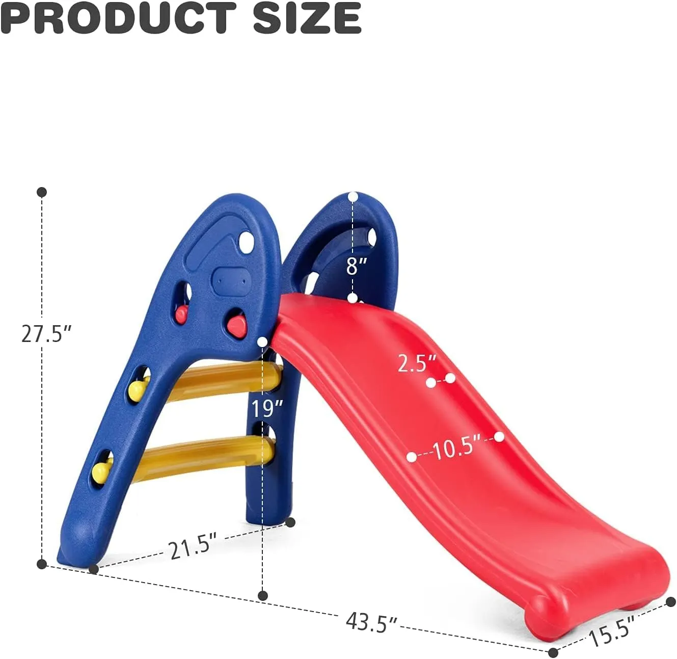 Fireflowery Toddler Slide - ASTM Approved Folding Baby Slide, Freestanding Climber for Indoor & Outdoor Play, Easy Setup, Ages 1-3, 43.5''L*15.5''W*27.5''H