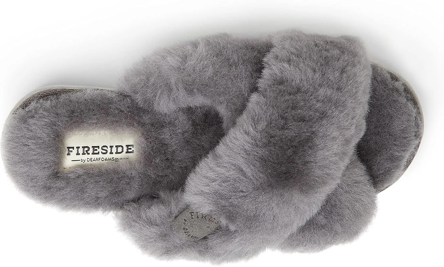 Fireside by Dearfoams Women's Newcastle Crossband All Over Shearling Easy on/Off Slide Slipper