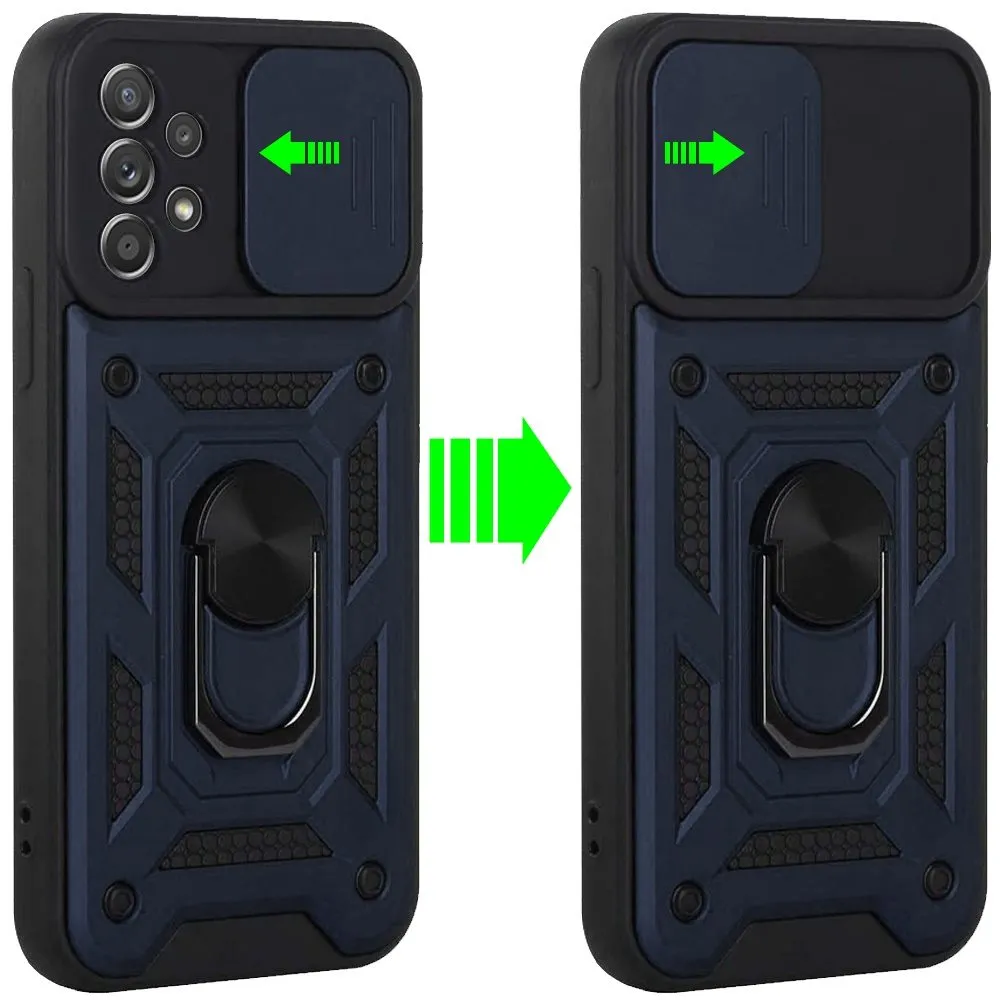 For Samsung Galaxy A53 5G Hybrid Cases with Camera Lens Cover and Ring Holder Kickstand Rugged Dual Layer Heavy Duty  Phone Case Cover