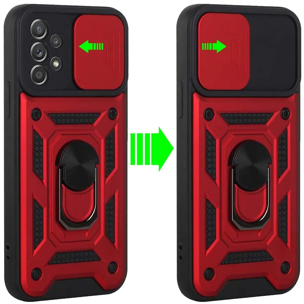 For Samsung Galaxy A53 5G Hybrid Cases with Camera Lens Cover and Ring Holder Kickstand Rugged Dual Layer Heavy Duty  Phone Case Cover
