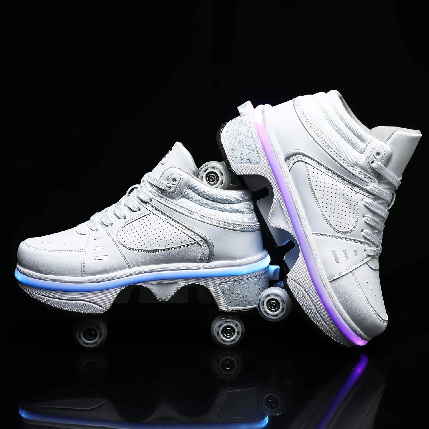 Four-Wheel 2-in-1 Roller Skate Shoes Unisex Skates Detachable Kids Sneakers with Wheels