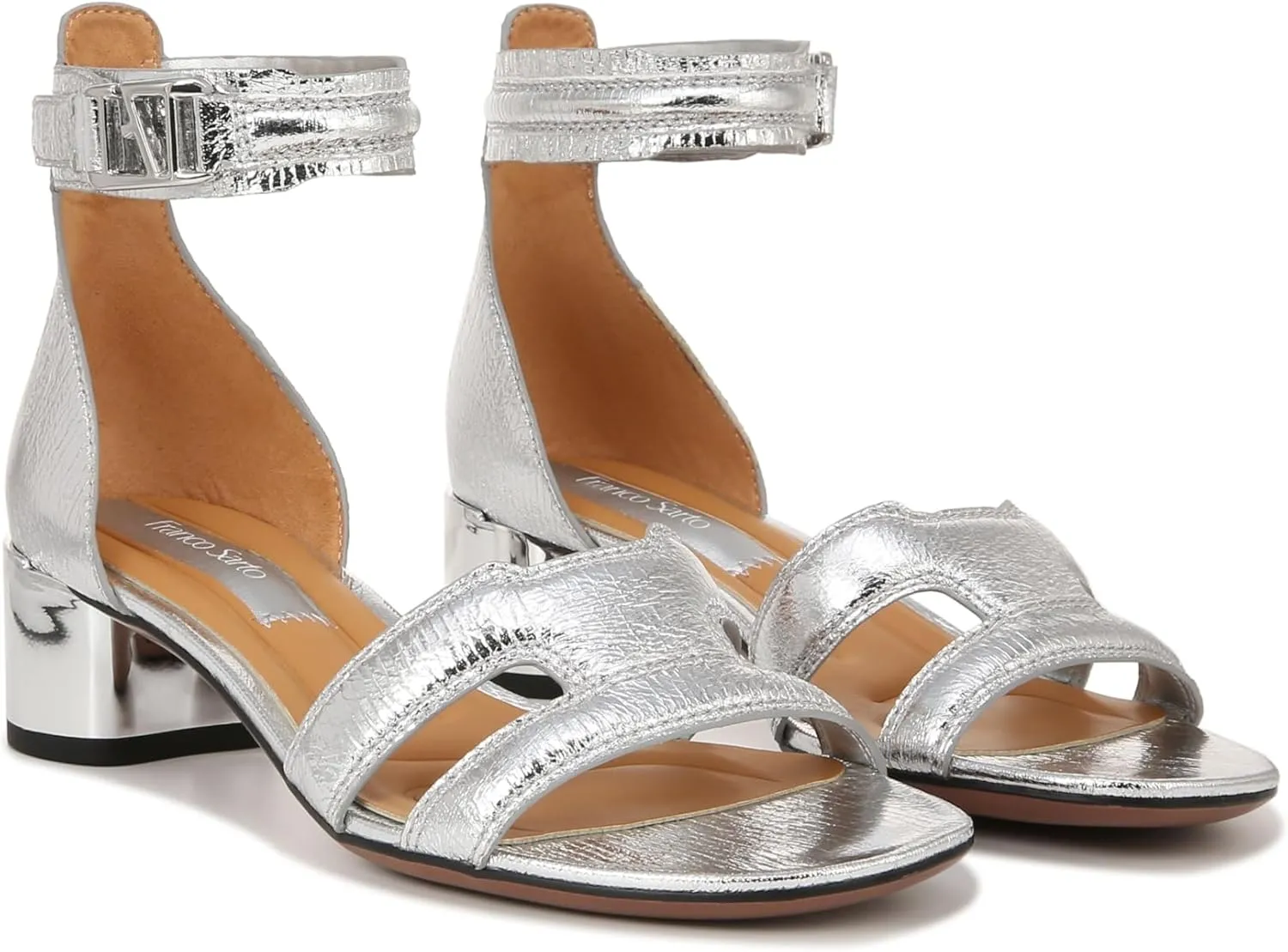 Franco Sarto Women's Nora Ankle Strap Low Block Heel Sandal Heeled
