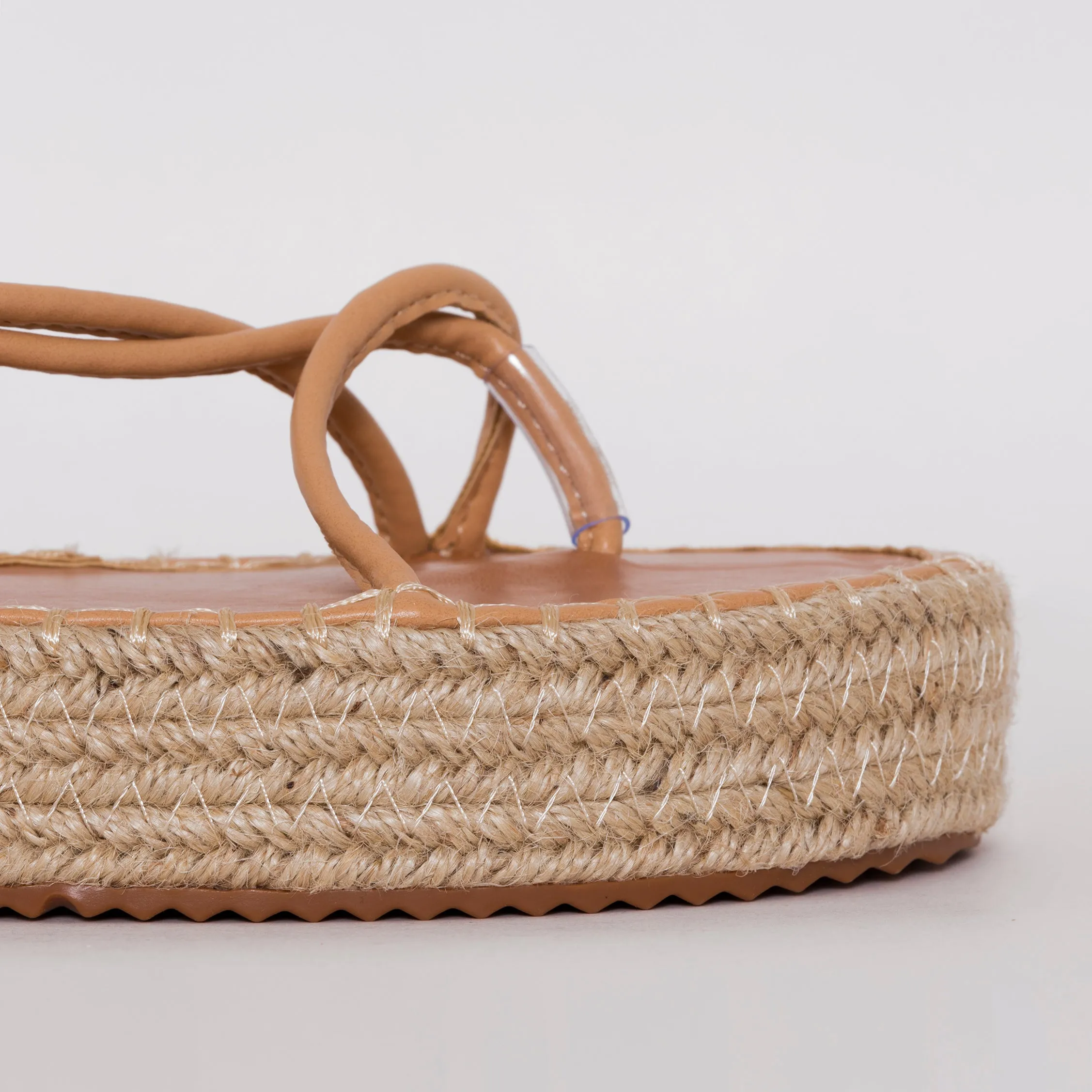 Frieda Beige Lace Up Espadrille Flatform Sandals