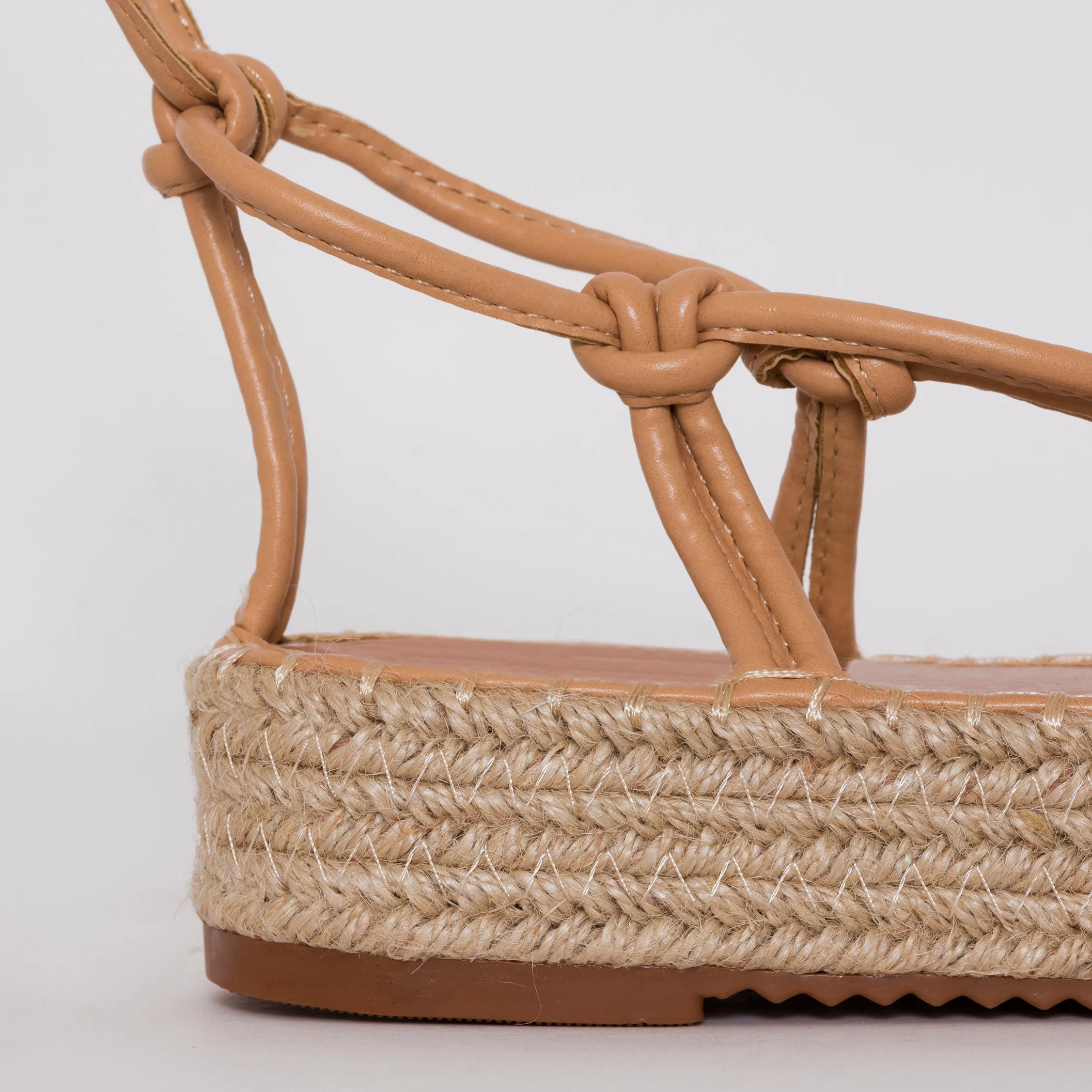 Frieda Beige Lace Up Espadrille Flatform Sandals