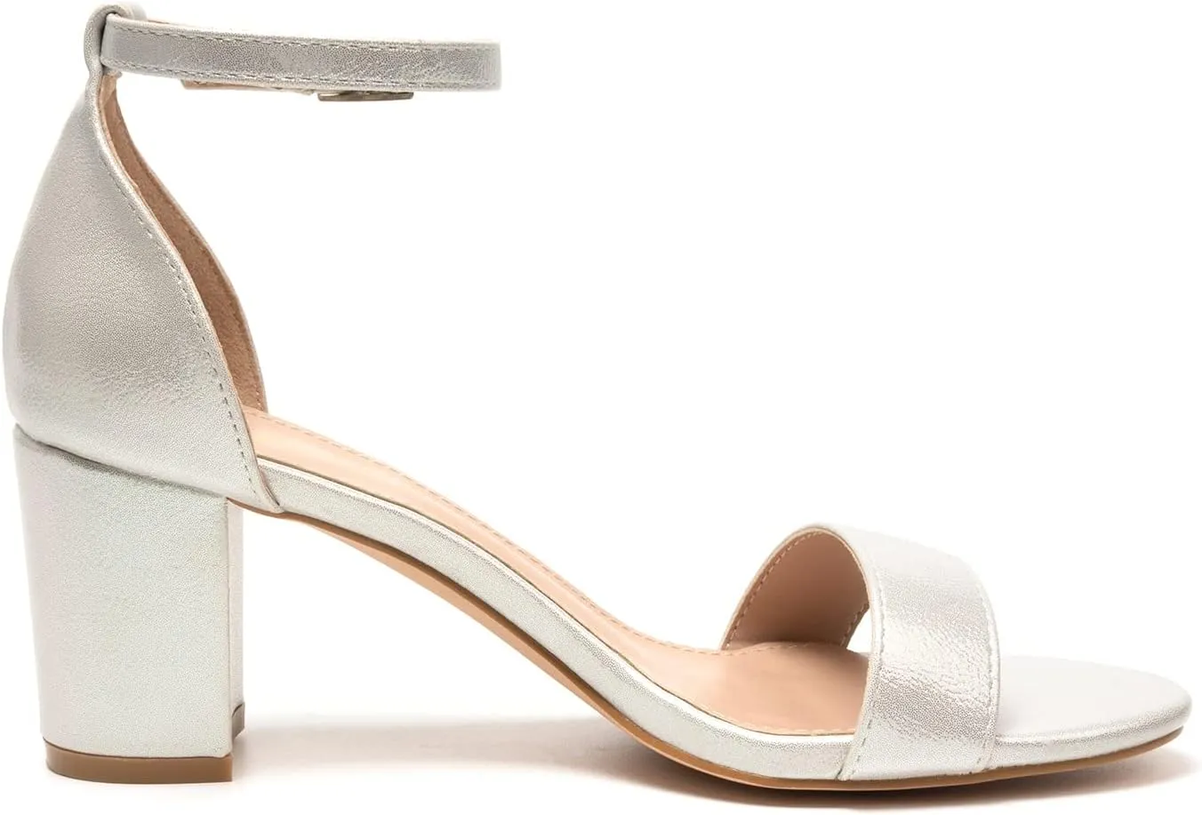 FUNKYMONKEY Women's Chunky High Heels Sandals,Two Strap Open Toe Ankle Strap Heeled Sandal,Party Wedding Strappy Buckle Sandals