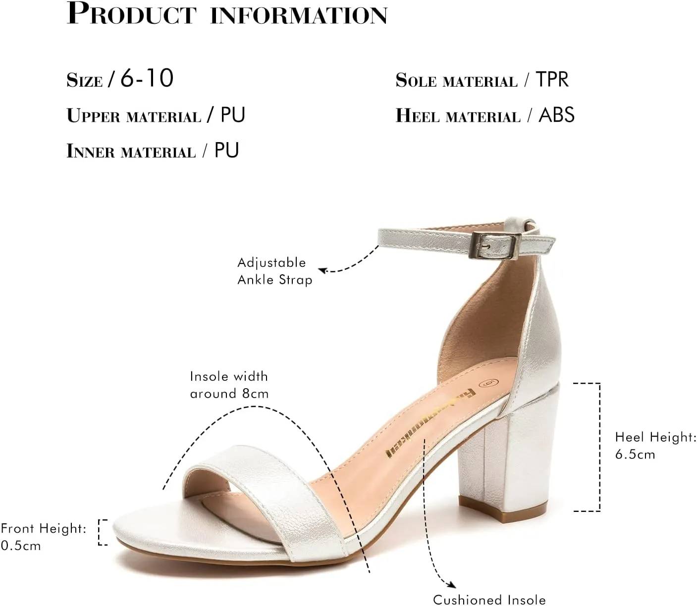 FUNKYMONKEY Women's Chunky High Heels Sandals,Two Strap Open Toe Ankle Strap Heeled Sandal,Party Wedding Strappy Buckle Sandals