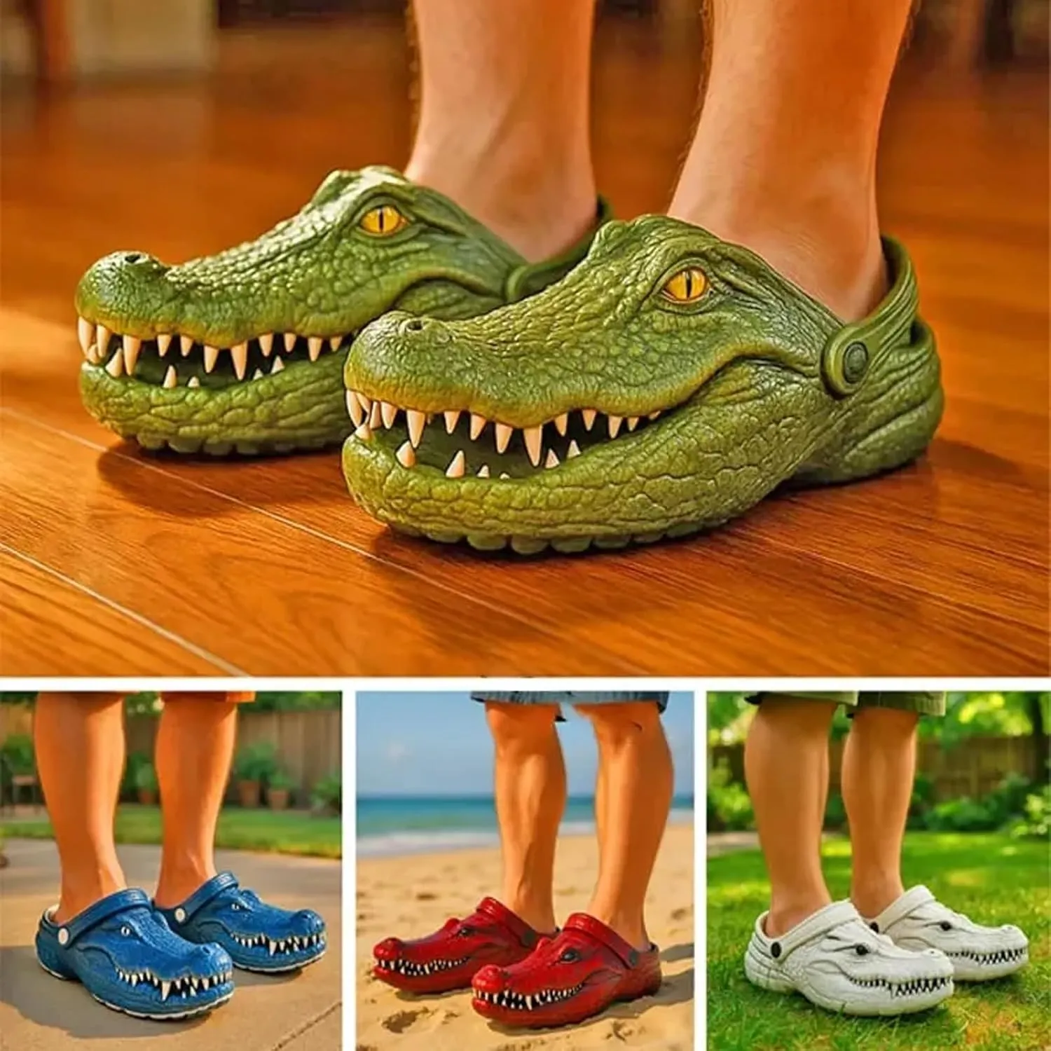 Funny Croc Slippers, Comfortable Animal Shaped House Shoes for Men & Women, Soft Indoor Outdoor Slides, Lightweight & Breathable Unisex Slippers for Adults.