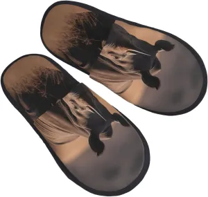 Furry Slippers for Men Women Non-slip Slides Memory Foam Slippers Big Rhino in the Wilderness Slippers Warm Comfy Plush Shoes Winter House Shoes for Indoor Outdoor