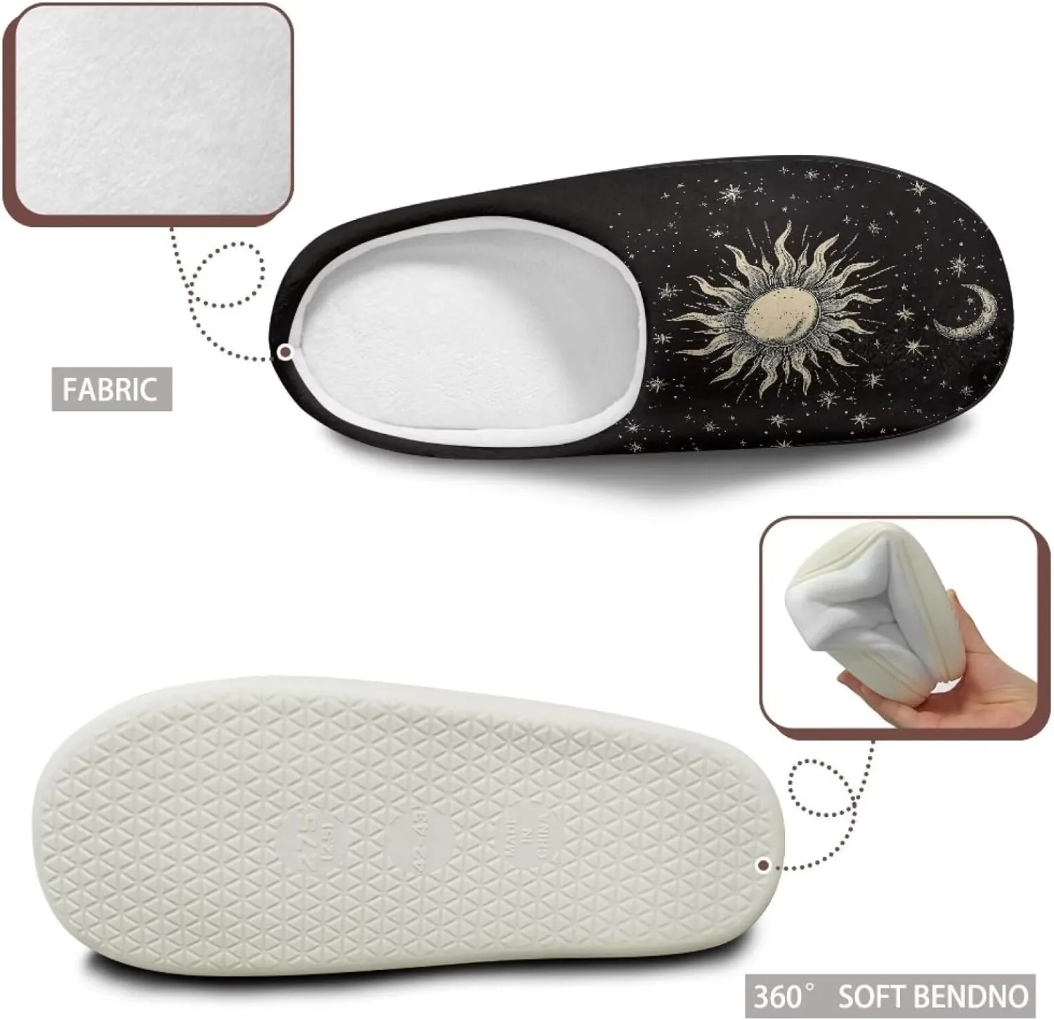 Fuzzy Slippers for Men Slip On Warm Slippers Comfortable Anti-Skid Casual Indoor Bedroom House Shoes SizeUS 4-15