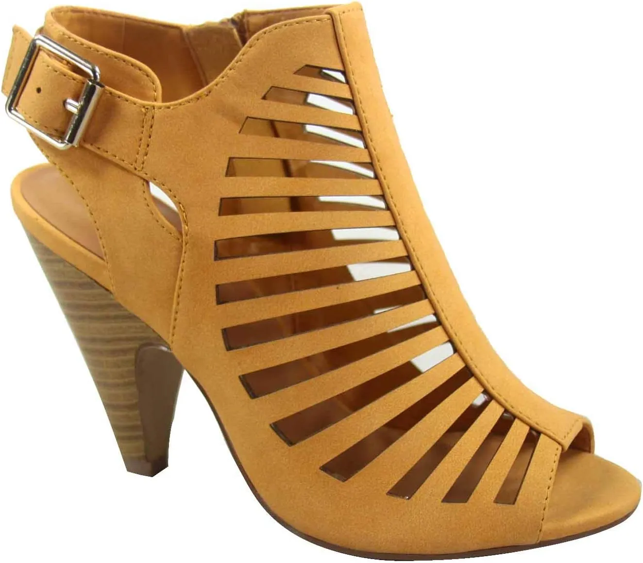FZ-Shaky-s Women's Sexy Strappy Peep Toe Slingback Buckle Chunky Heel Sandal Shoes