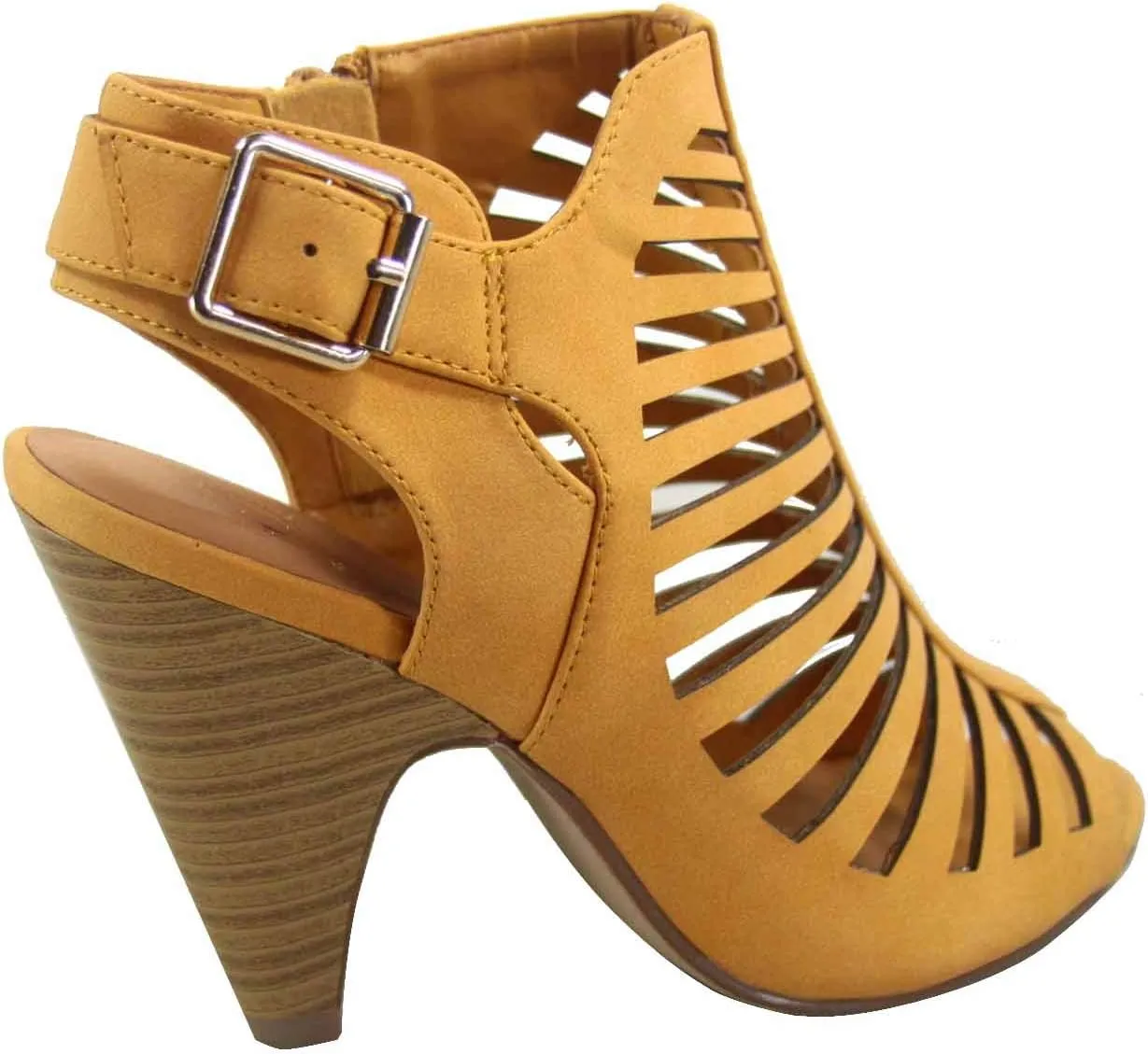 FZ-Shaky-s Women's Sexy Strappy Peep Toe Slingback Buckle Chunky Heel Sandal Shoes