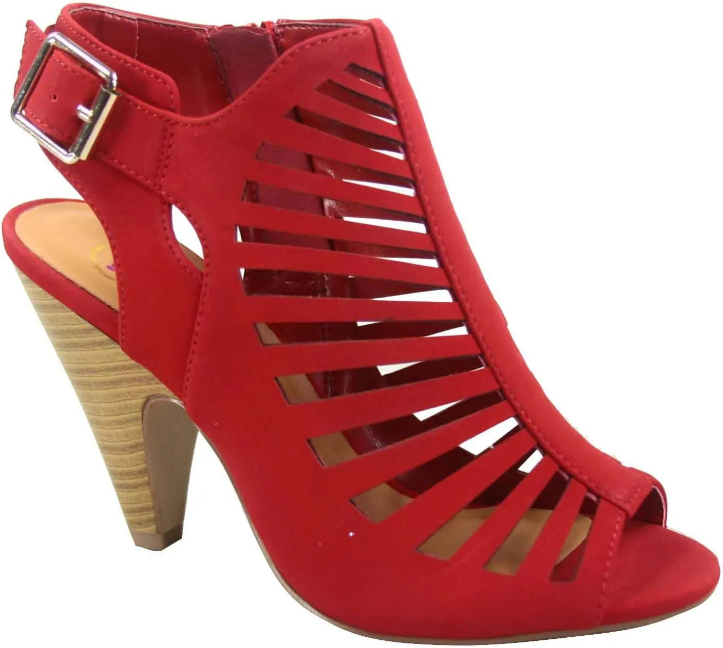 FZ-Shaky-s Women's Sexy Strappy Peep Toe Slingback Buckle Chunky Heel Sandal Shoes
