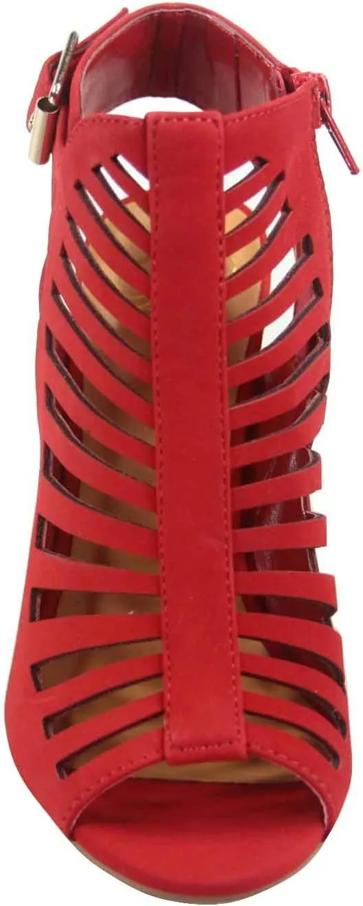 FZ-Shaky-s Women's Sexy Strappy Peep Toe Slingback Buckle Chunky Heel Sandal Shoes
