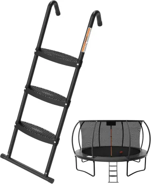 Gardenature Trampoline Ladder, 3-Steps with Horizontal Wide Steps,Universal Hook,Trampoline Stairs, Trampoline Accessories for Kids,Black