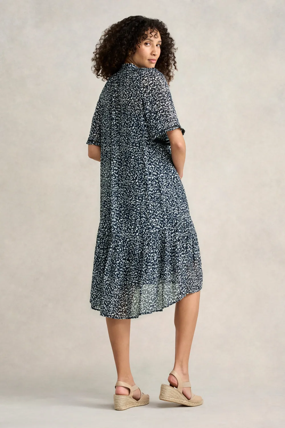 Georgette Ruffle Dress - Abstract Spot