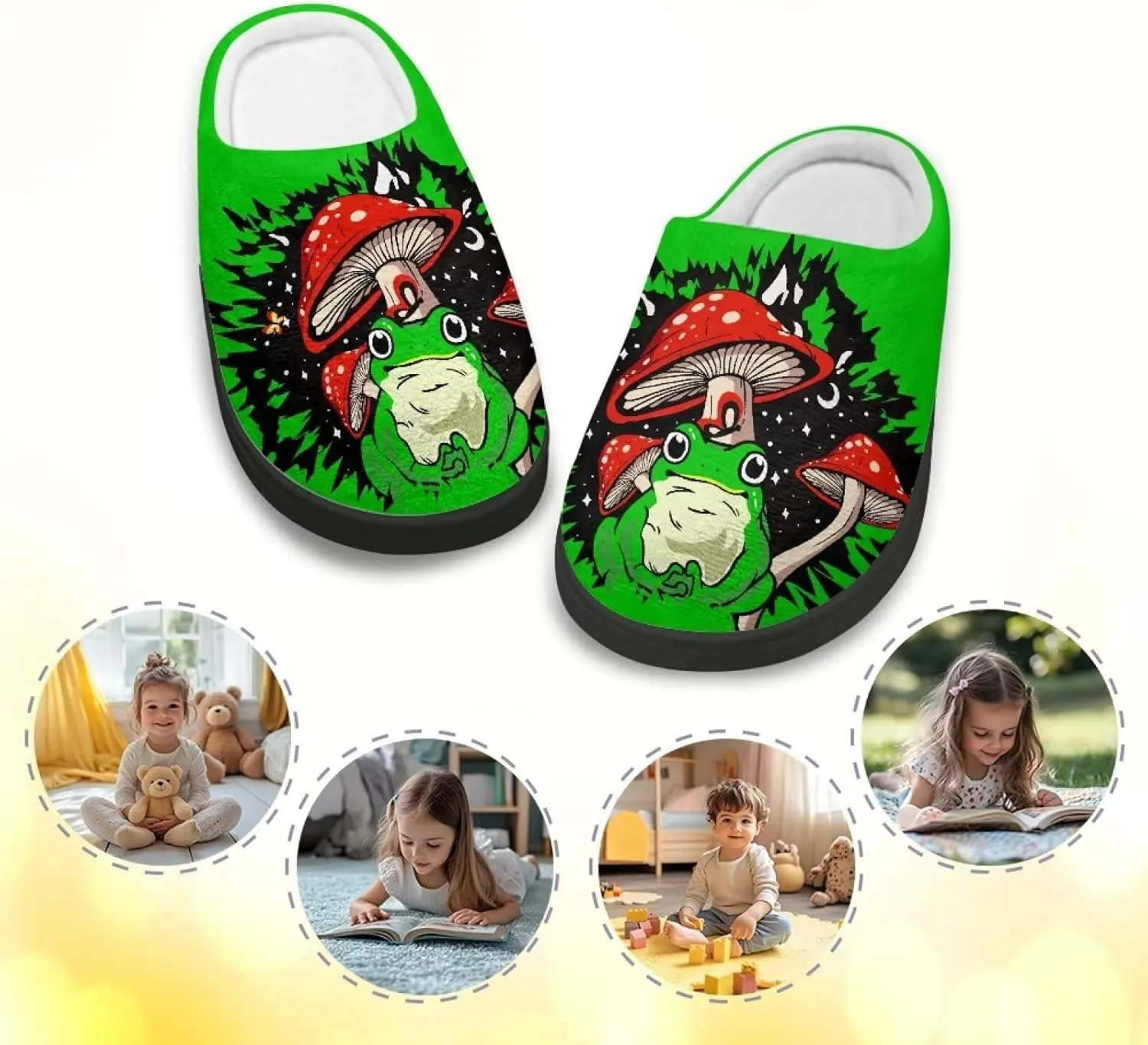 Girls Plush Slippers Winter Comfy Fluffy Shoes Lightweight Warm Slippers for Kids Non Slip Bedroom Soft Indoor House Slippers US Size 9-15