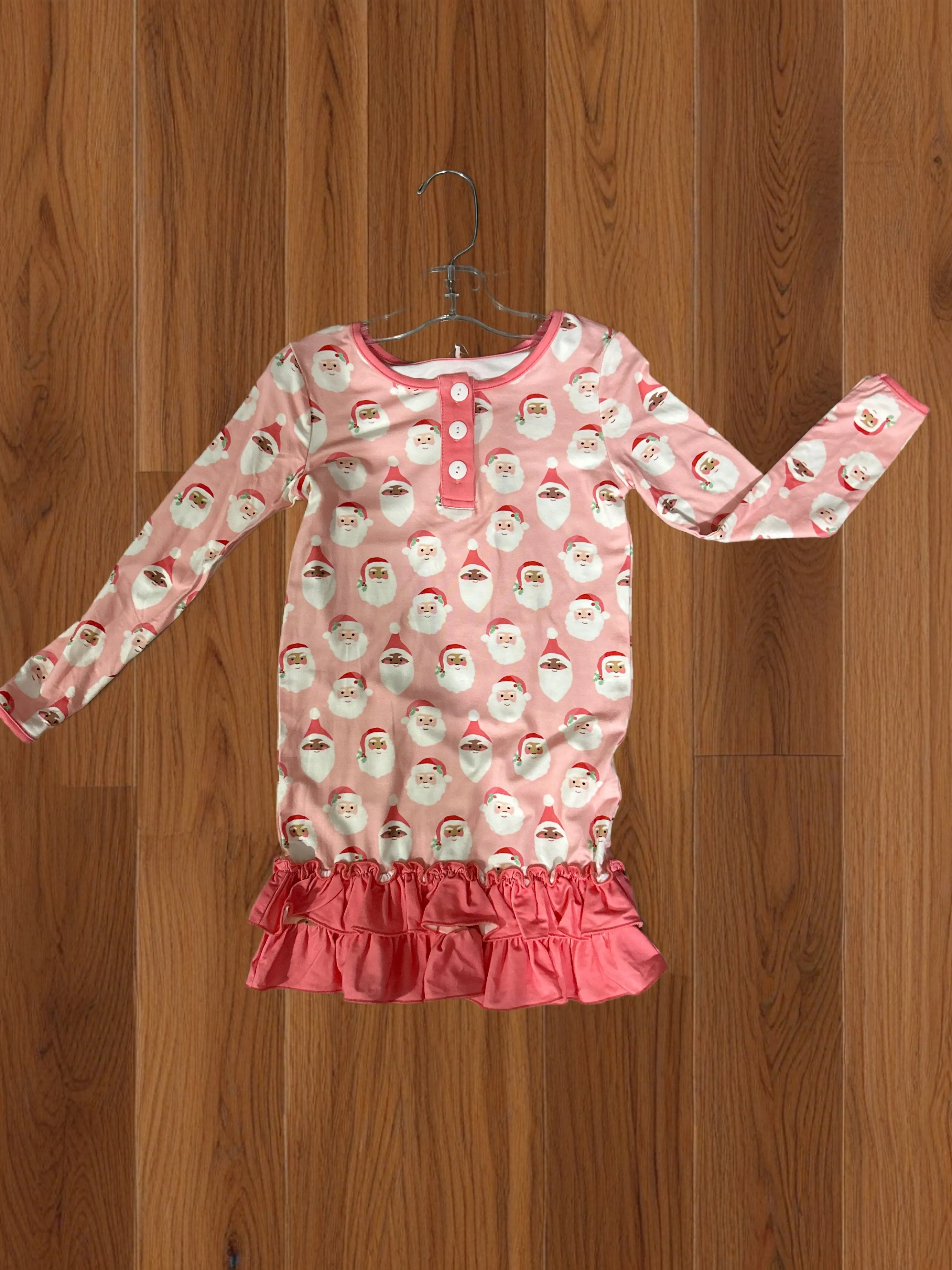 Girls Ruffled Santa Nightgown