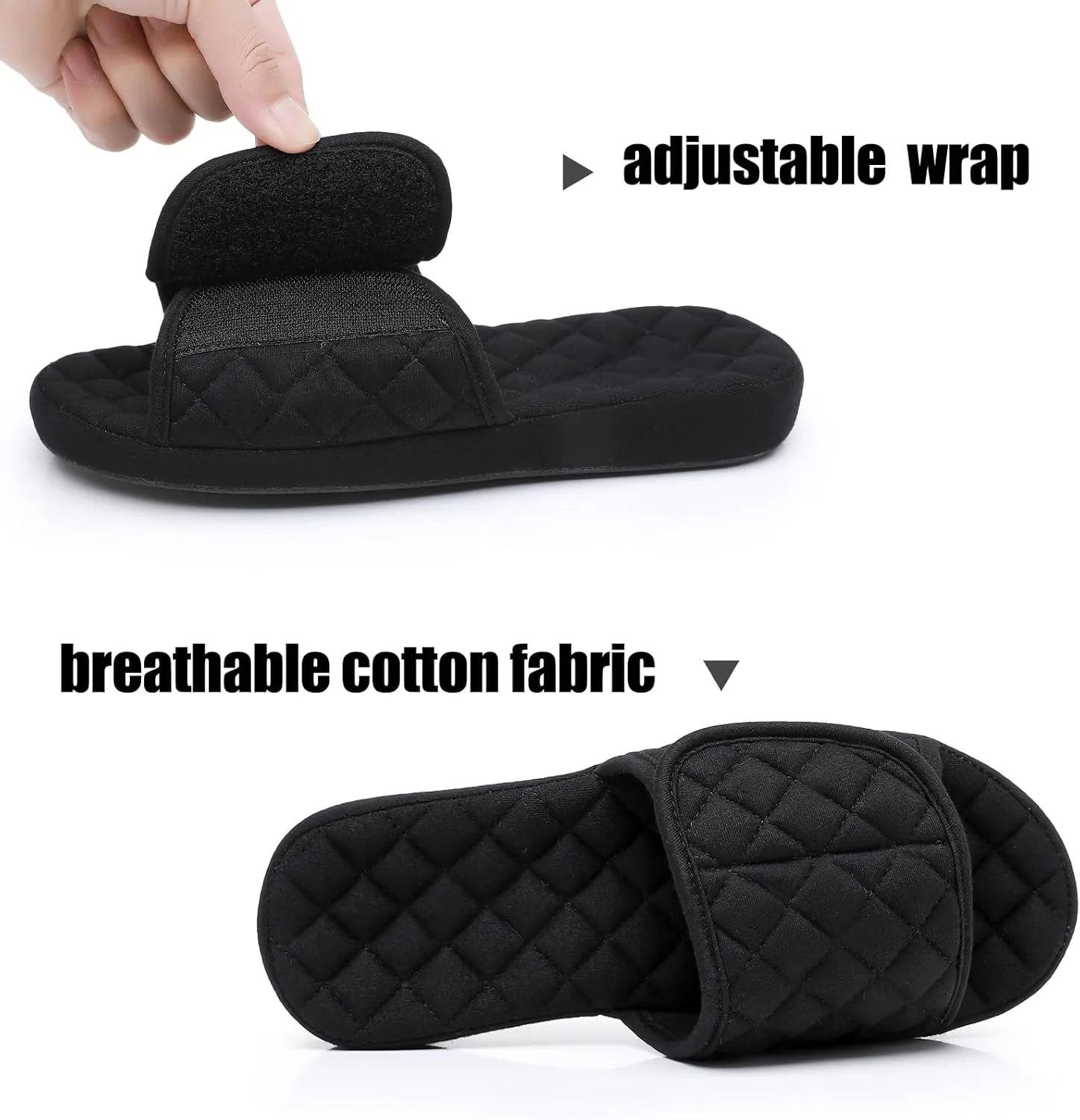 Git-up Womens Orthotic Slippers with Arch Support for Plantar Fasciitis Pain Relief,Open Toe Adjustable Memory Foam Slide House Slippers