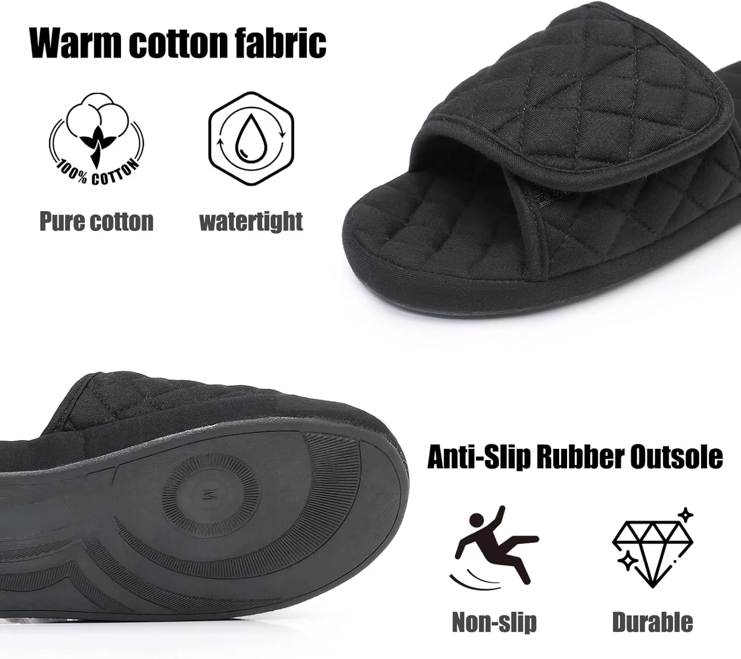 Git-up Womens Orthotic Slippers with Arch Support for Plantar Fasciitis Pain Relief,Open Toe Adjustable Memory Foam Slide House Slippers