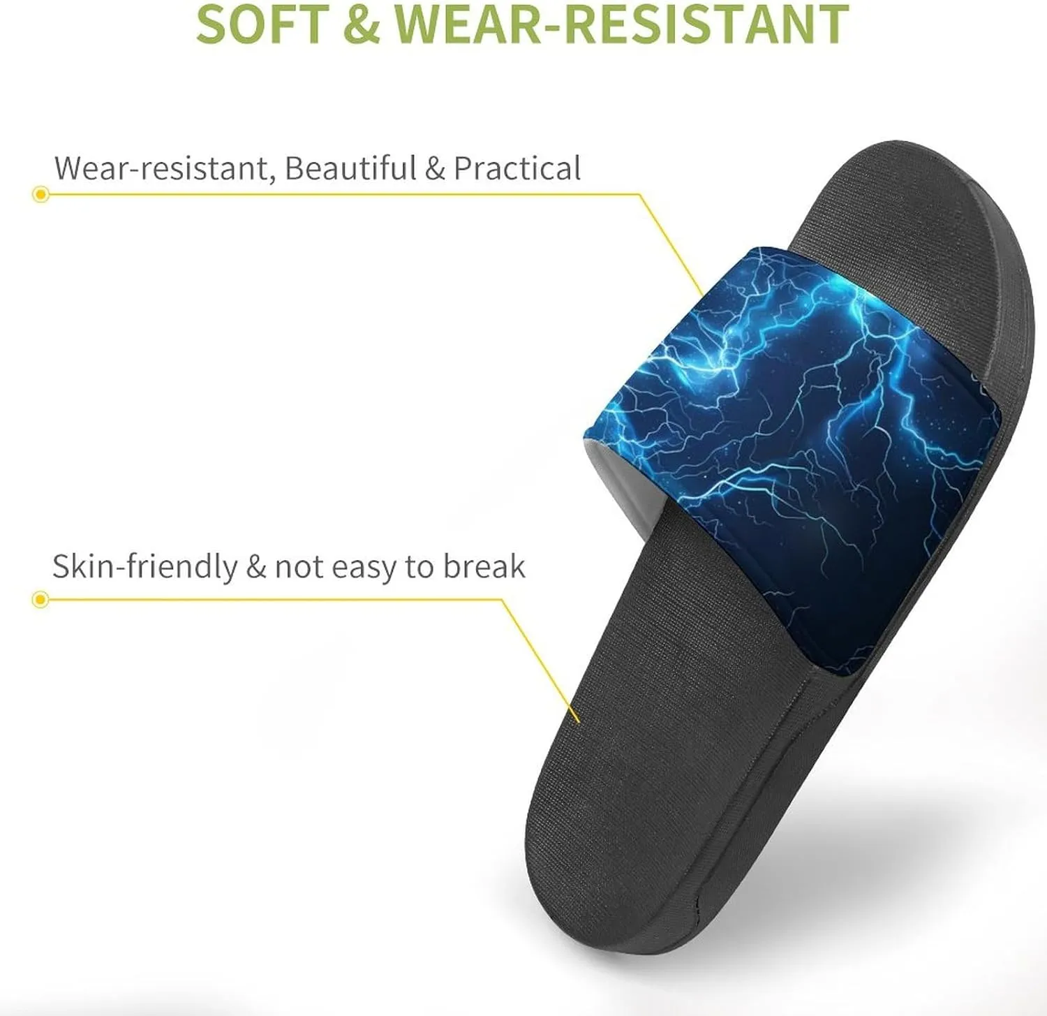 Glowing Blue Thunder Unisex Non-Slip Home Slippers Open-toe Outdoor Indoor Slide Shoes Shower Sandals