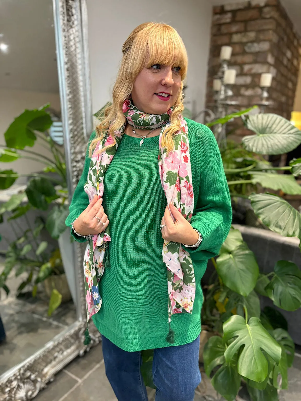 Green Keyhole Back Knit Top Maria