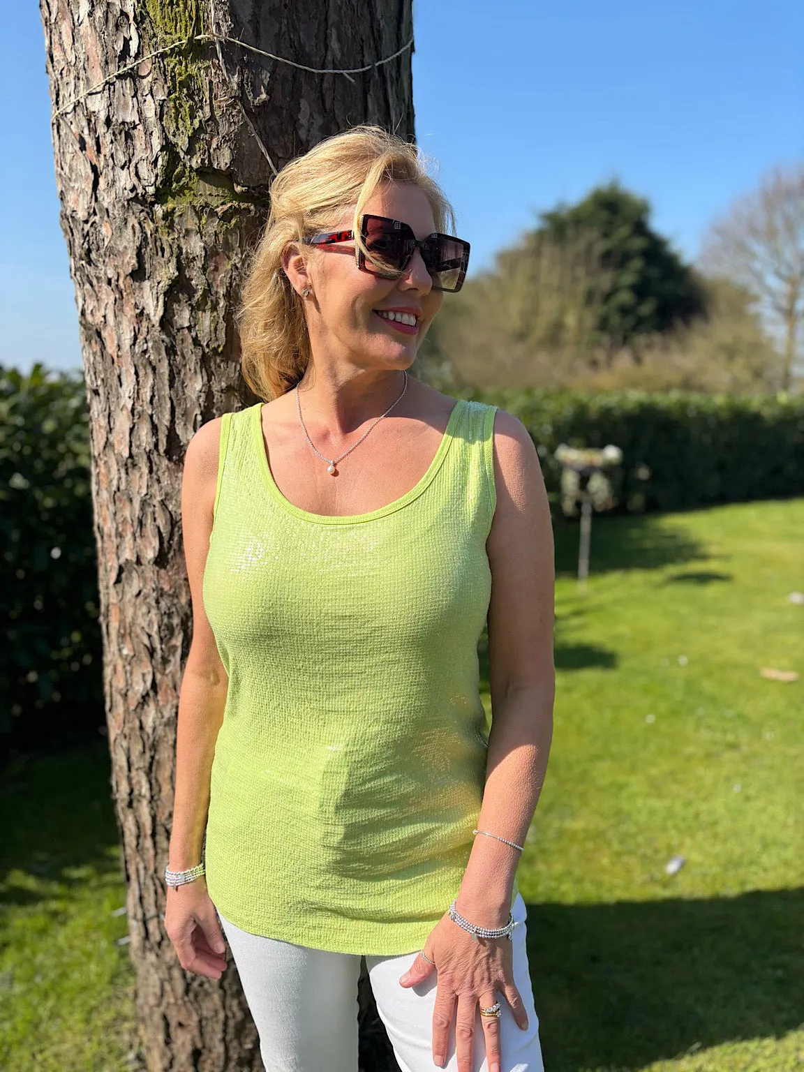 Green Sequin Vest Top Rebecca