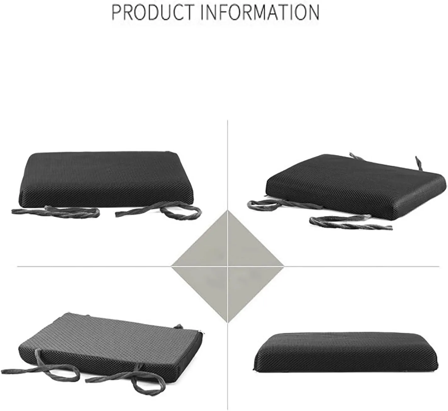 Greenjin Detachable Memory Foam Seat Cushion Rectangle Bar Stool Cushions Non-Slip Dining Stool Seat Cushion Pads with Ties Kitchen Bench Stool Cushions 14"x10" Black Coffee