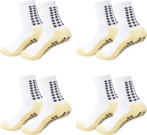 Grip Soccer Socks Men's Anti Slip Non Skid Athletic Socks Soccer for Men Football Basketball Socks (White)