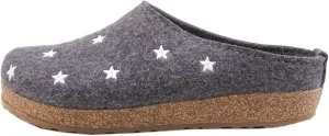 HAFLINGER Stelline Grey Wool Womens Slip On Mule Slippers 8.5