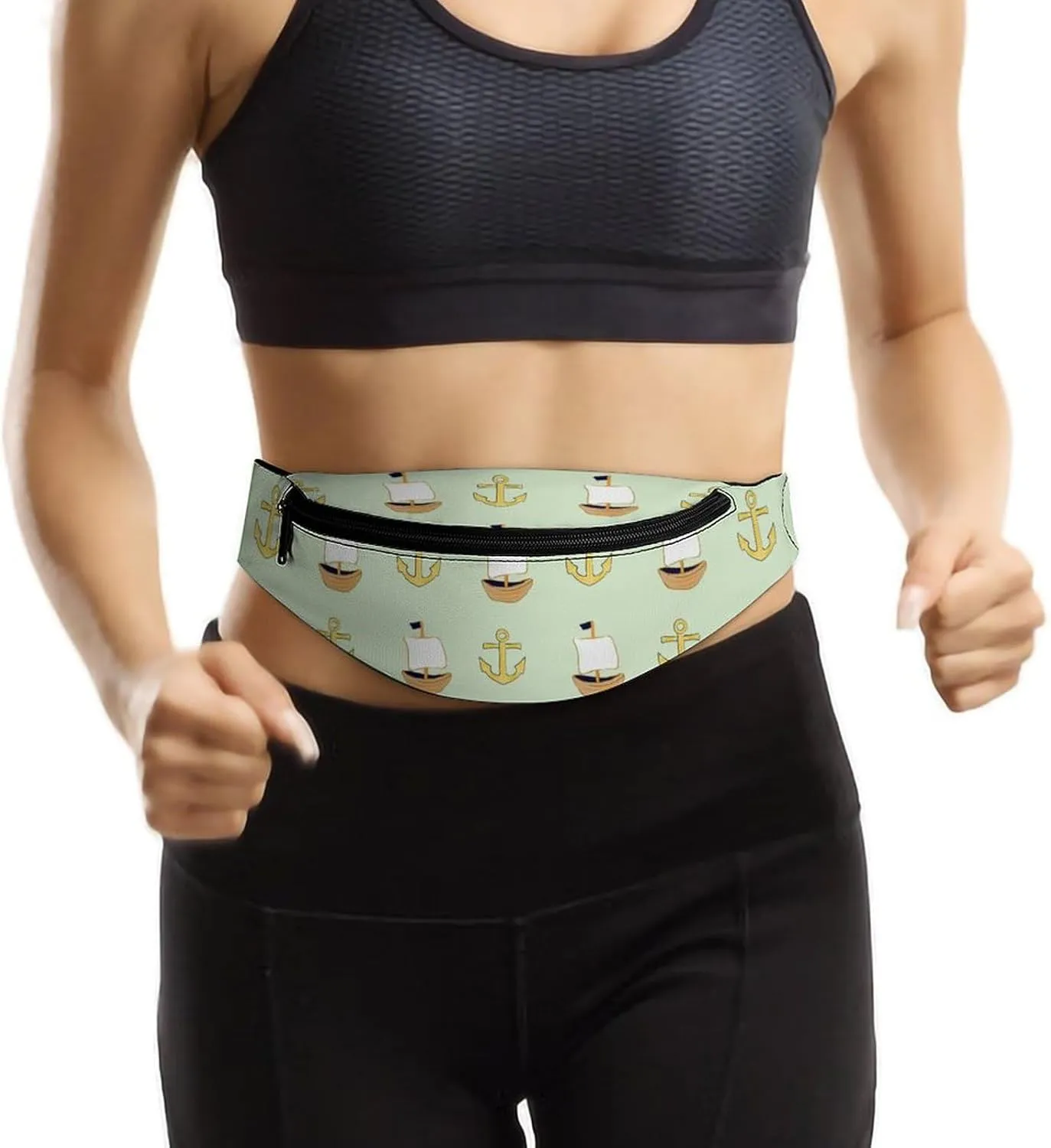 Happy Nautical Large Crossbody Fanny Packfor Women Men Waist Pack for Running with Adjustable Strap for Sports Casual Bag 36 * 15cm