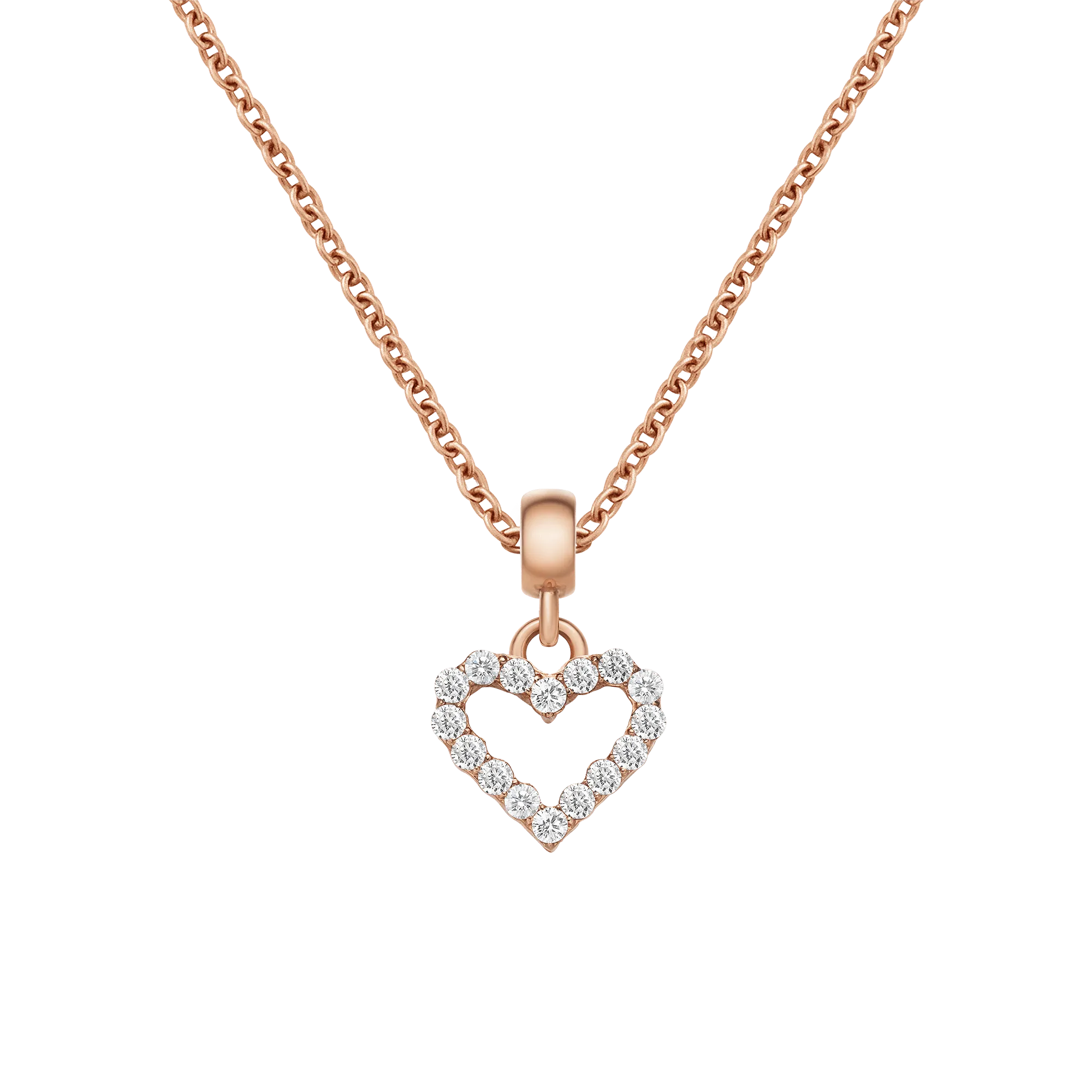 Heart Contour White Crystal Charm RG