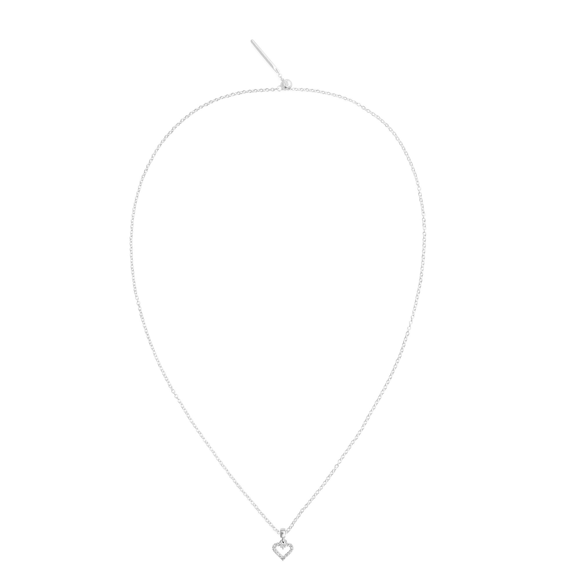 Heart Contour White Crystal Charm S925 Sterling Silver
