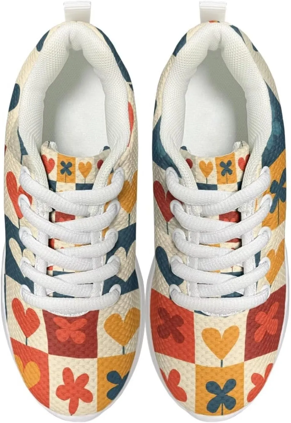 Heart Kids Sneakers Girls Lightweight Breathable Mesh Training Lace Up Shoes Athletic Walking Running Tennis Shoes for Little Kid Size11.5-13/ Big Kids Size1-3