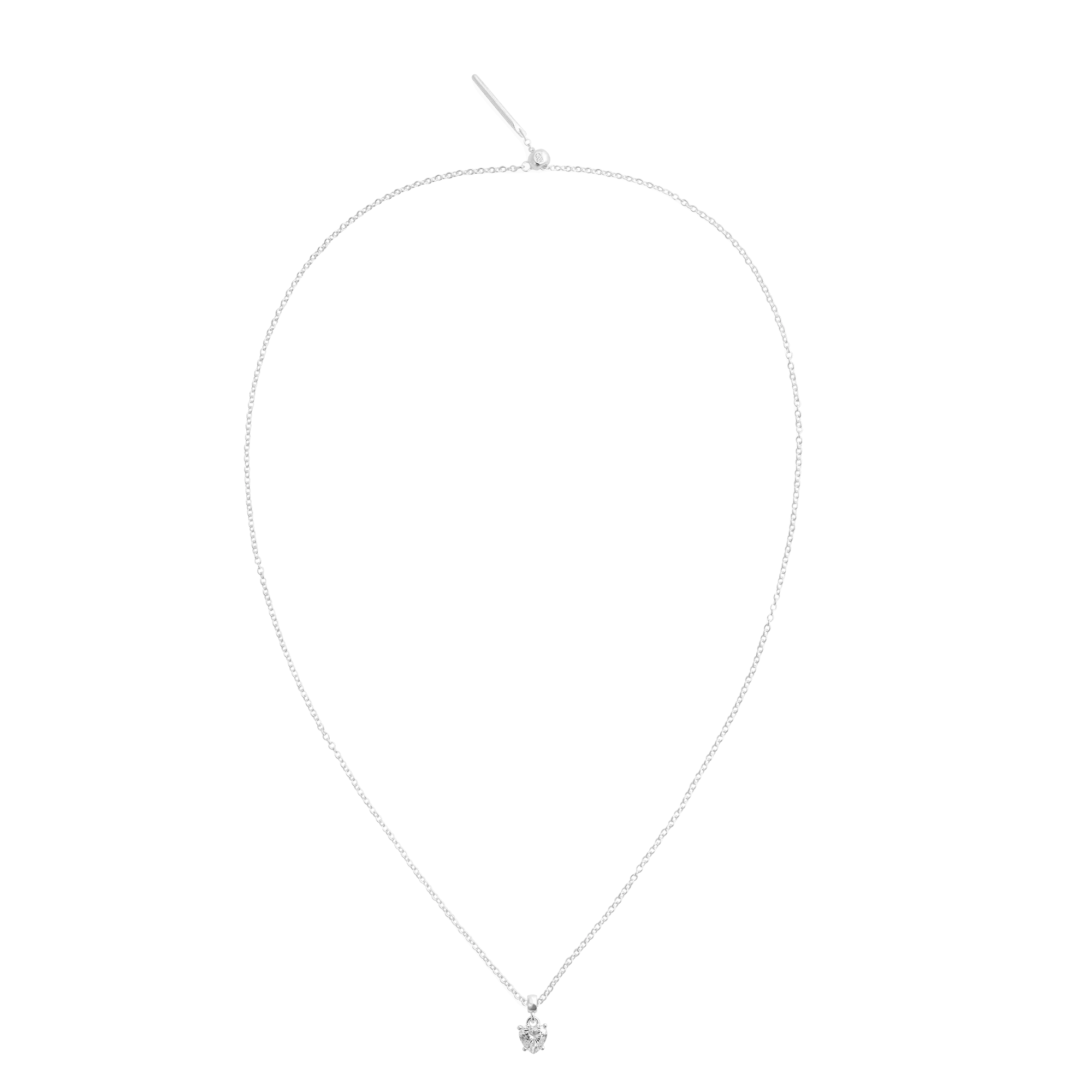 Heart White Crystal Charm S925 Sterling Silver