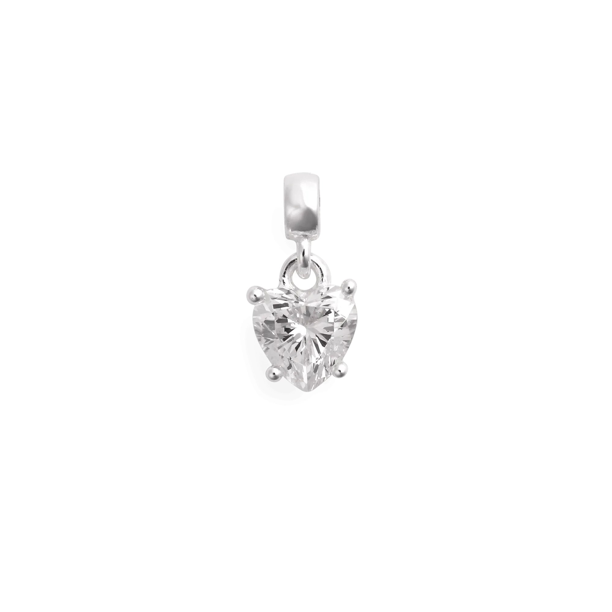 Heart White Crystal Charm S925 Sterling Silver