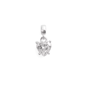 Heart White Crystal Charm S925 Sterling Silver