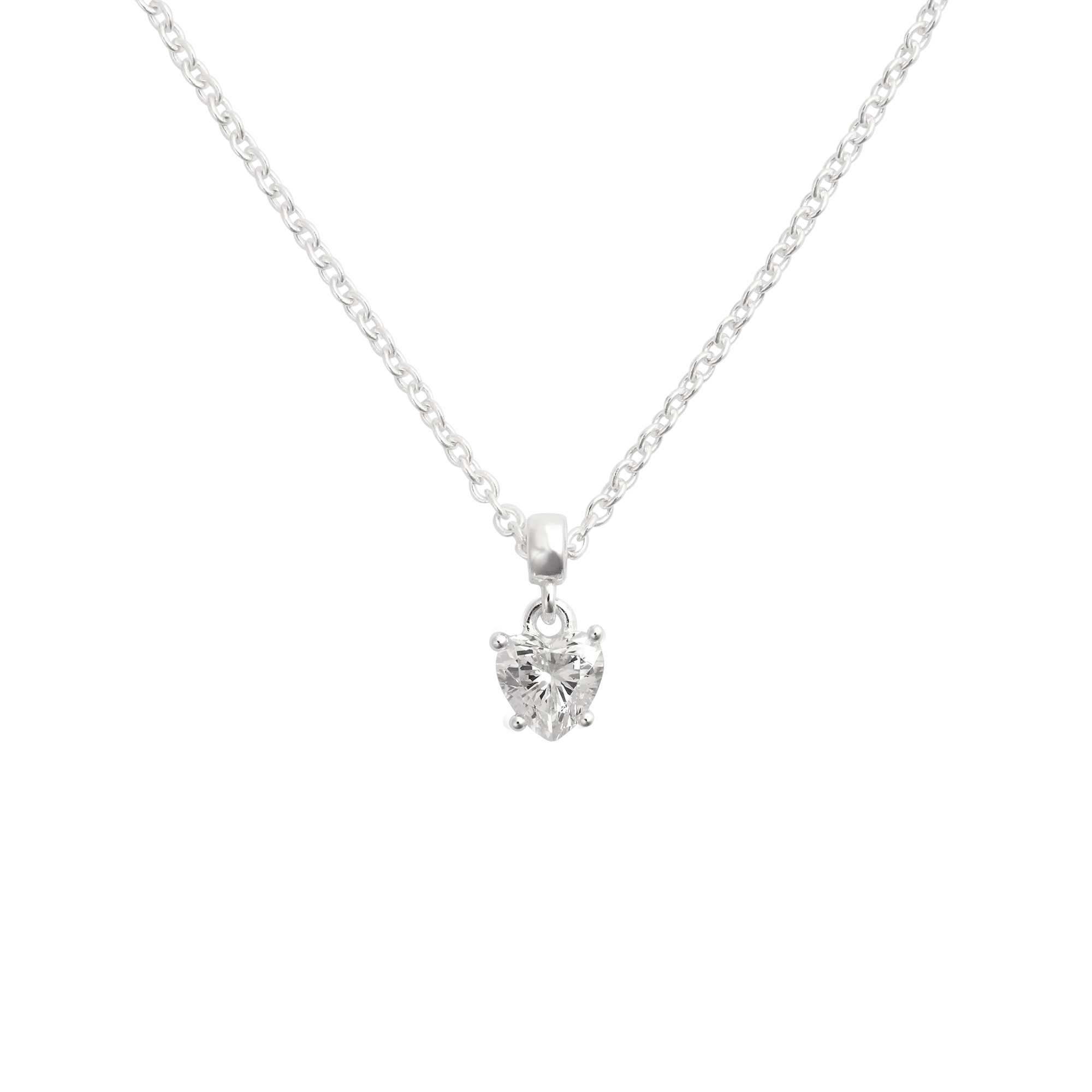 Heart White Crystal Charm S925 Sterling Silver